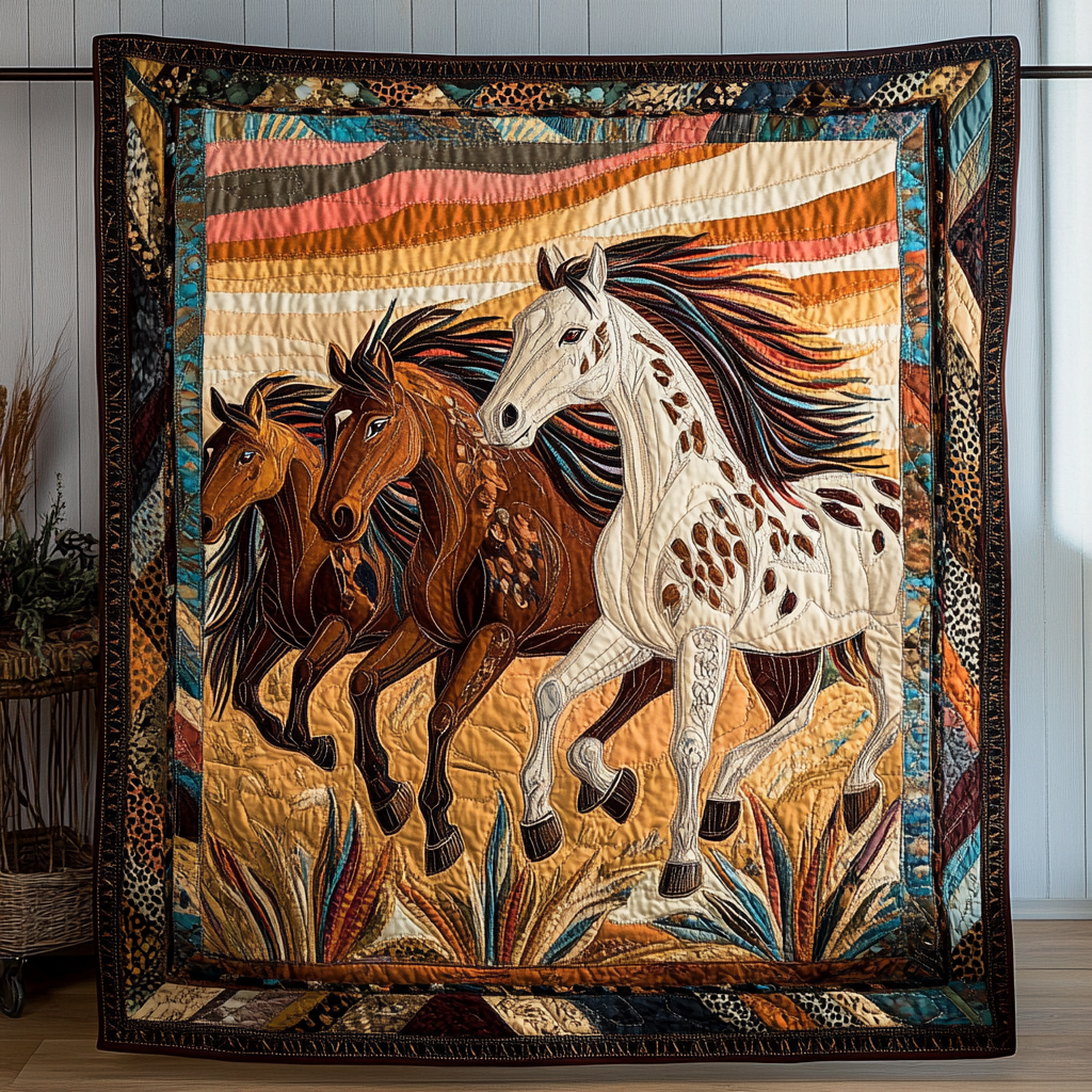 Majestic Gallop Quilted Blanket Christmas Room Decor Gifts For Horse Lovers