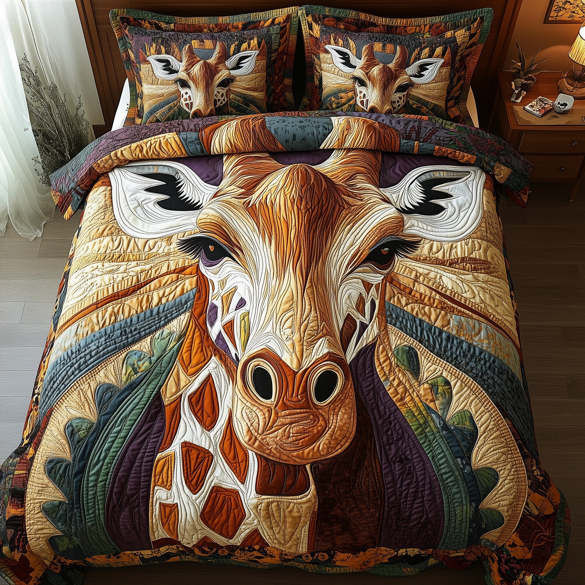 Majestic Giraffe Quilted Bedding Set Duvet Cover Bedspread Things To Get Mom For Christmas