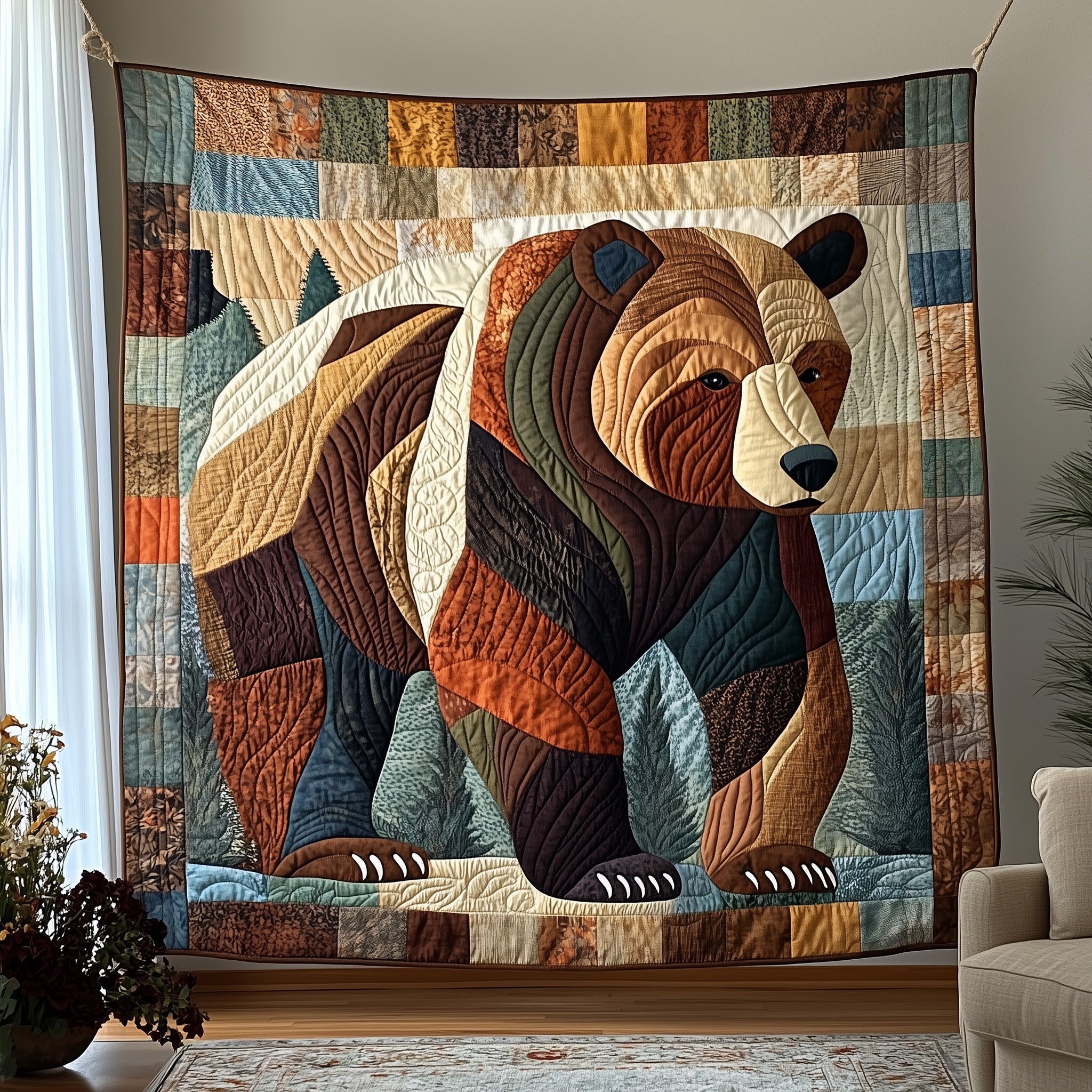 Majestic Grizzly Quilted Blanket Cute Soft BlanketBear Gifts For Mom Christmas