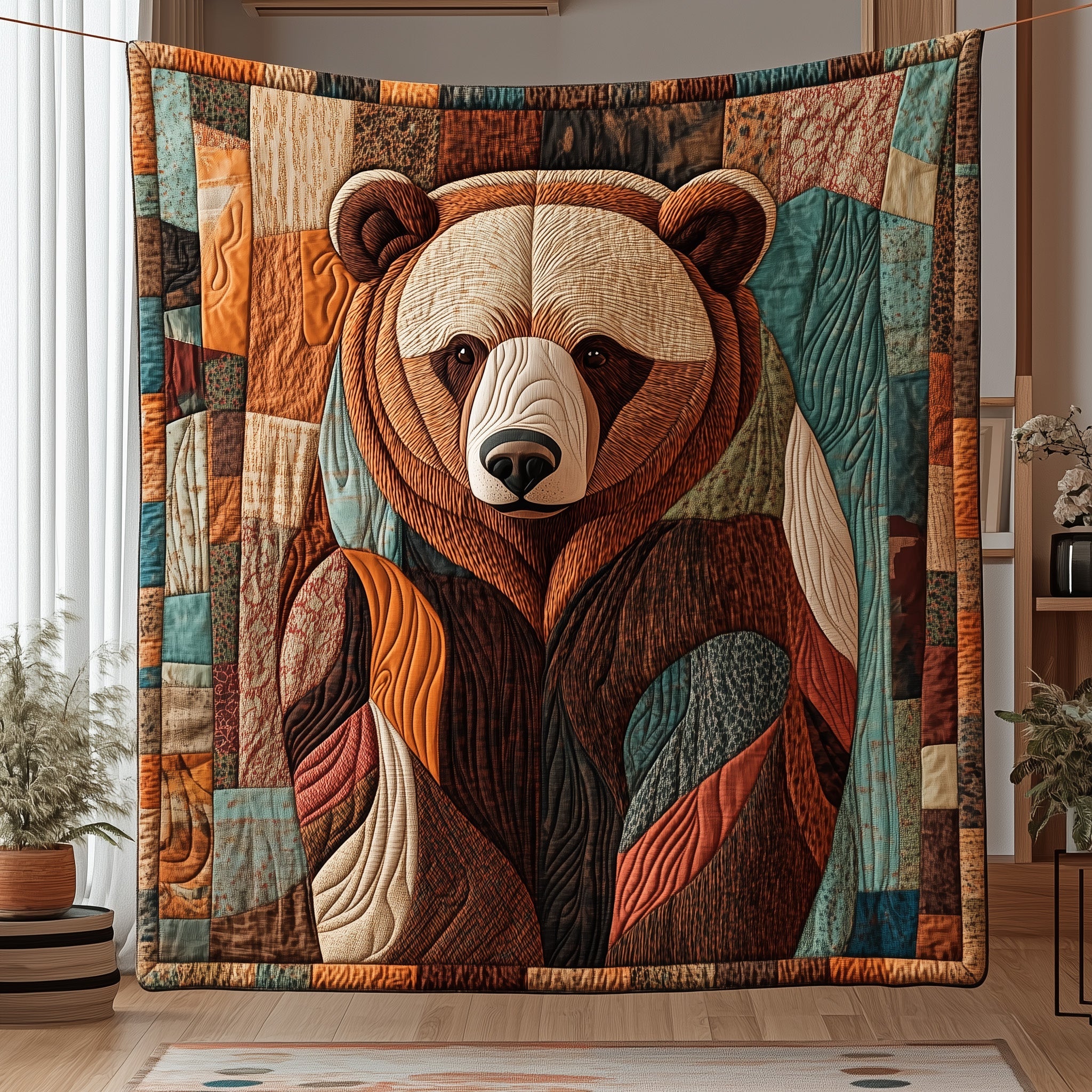 Majestic Grizzly Quilted Blanket Cute Soft BlanketBest Bear Gift Ideas