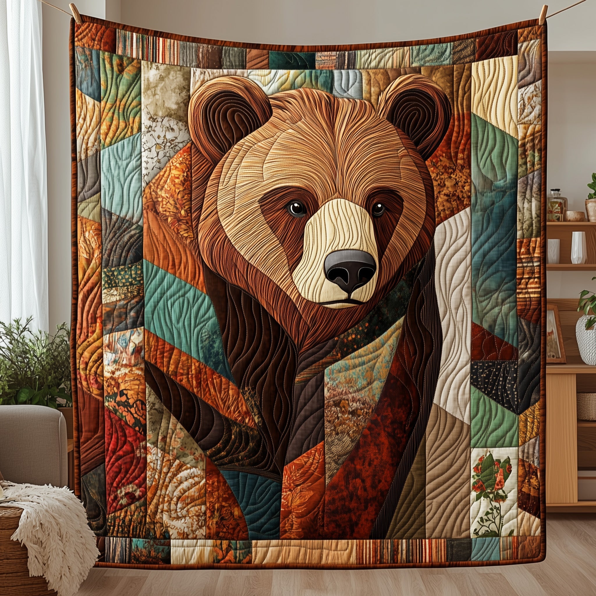 Majestic Grizzly Quilted Blanket Cute Soft BlanketCute Bear Gift Ideas