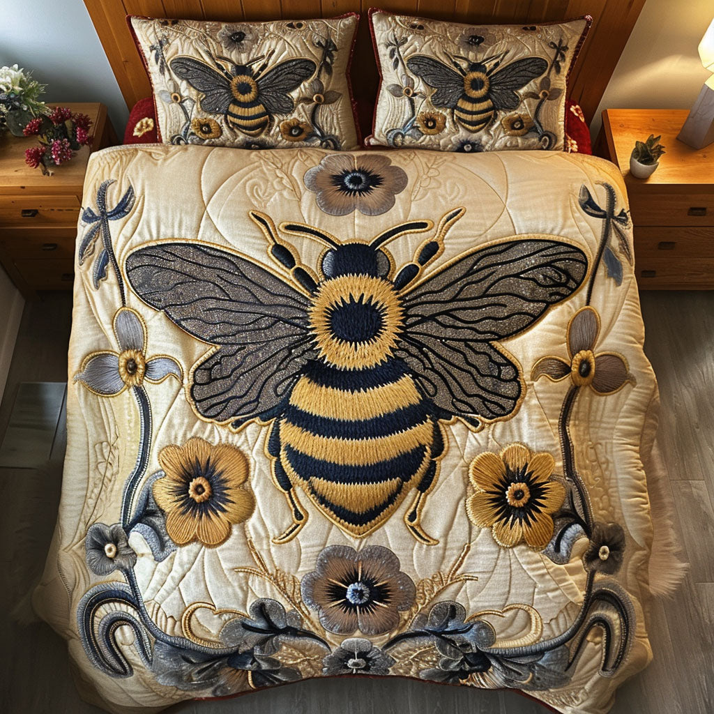 Majestic Hive Quilted Bedding Set Unique Bed Sheet Set Gifts For Beekeepers