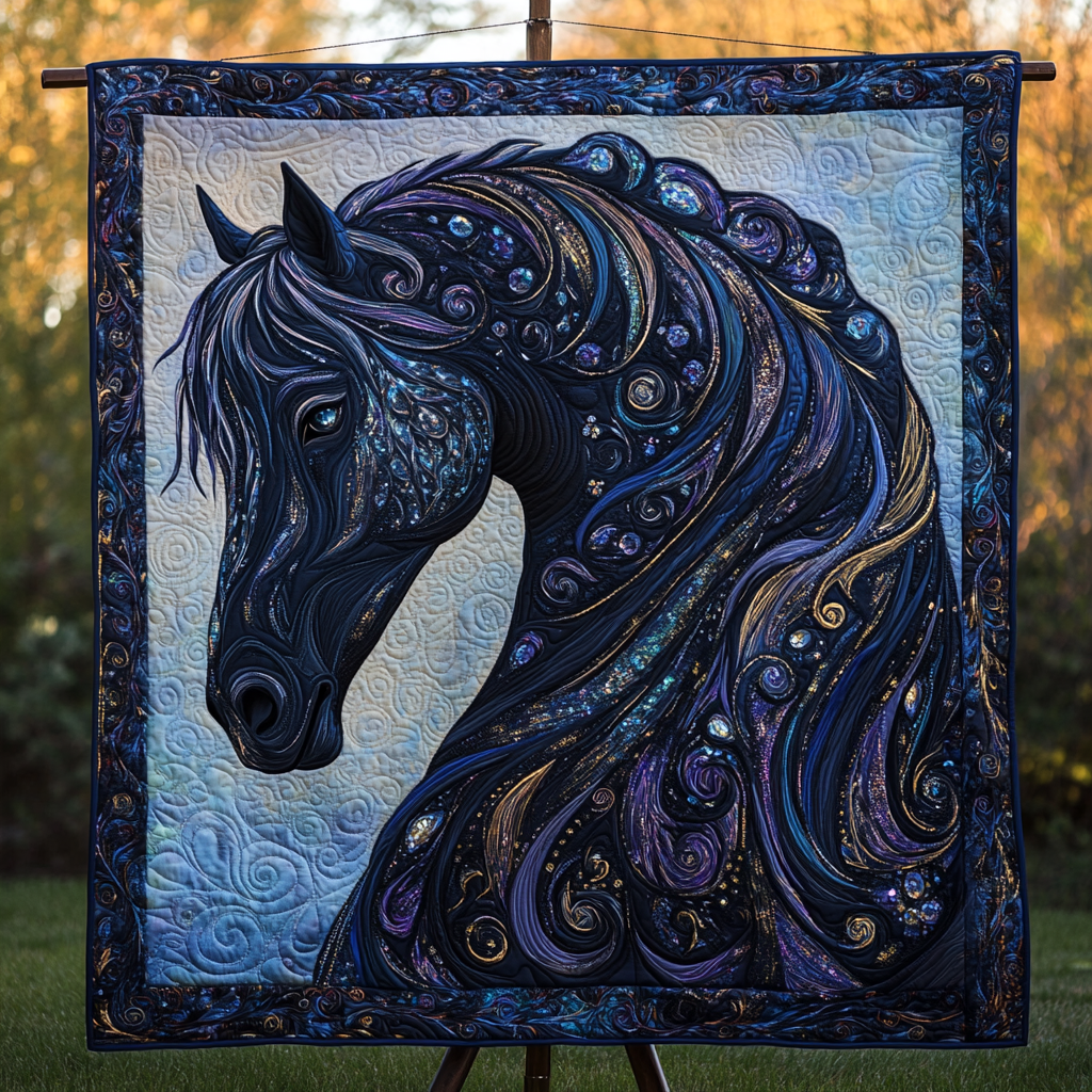 Majestic Hoofbeats Quilted Blanket Equestrian Birthday Gifts