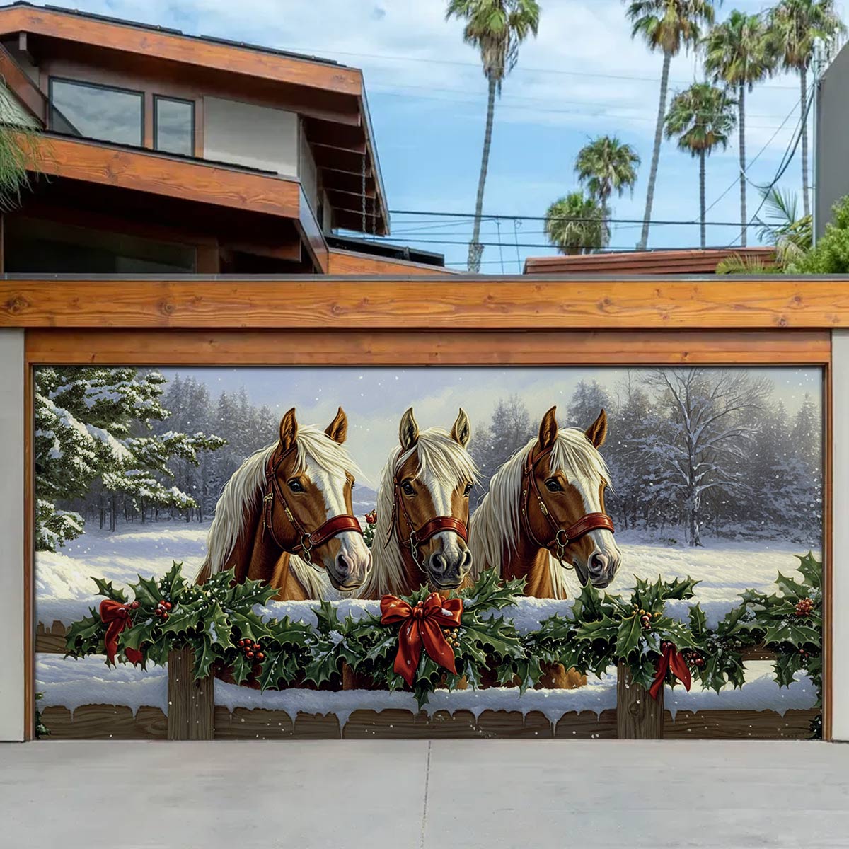 Majestic Horse Christmas Garage Door Banner Outside Christmas Decorations Horse Xmas Gifts