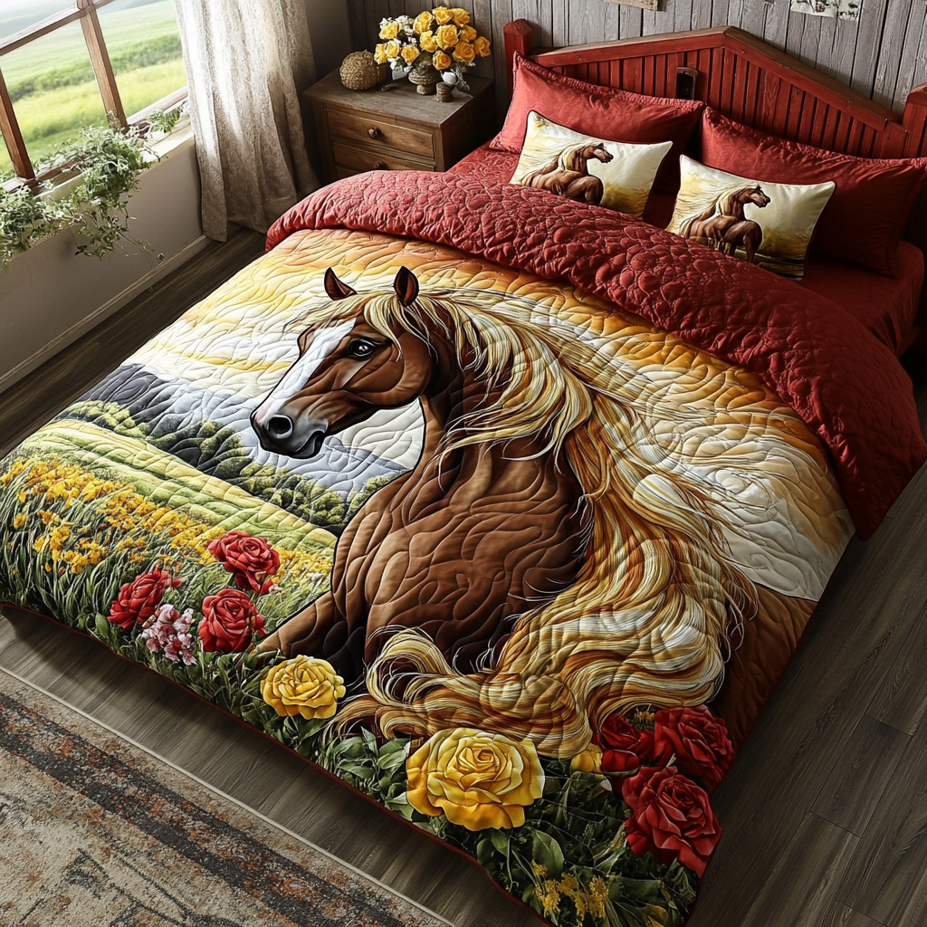 Majestic Horse Quilted Bedding Set Bedroom Decor Ideas Best Gifts For Horse Riders