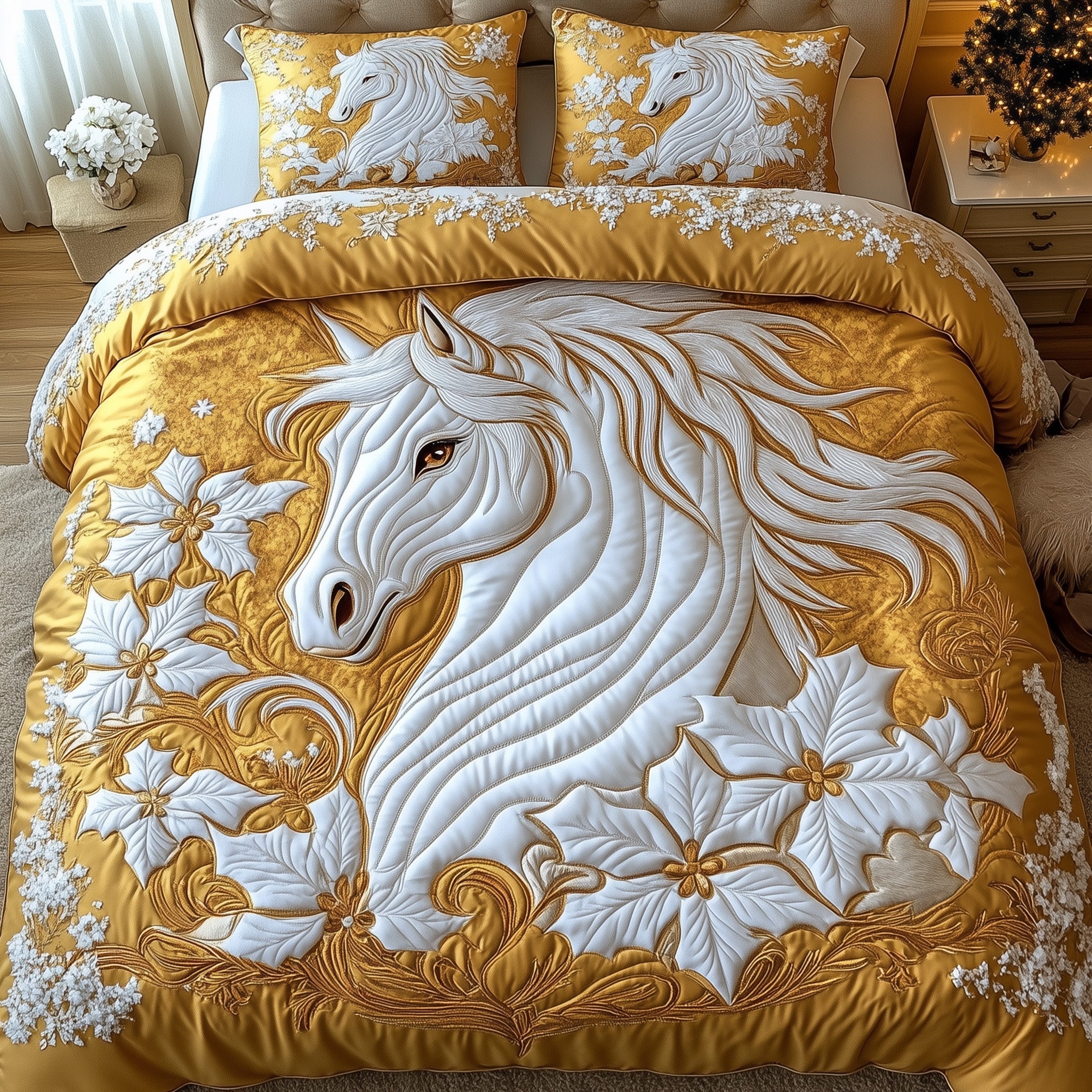 Majestic Horse Quilted Bedding Set Horse Inspired Theme Horse Lovers Gift Ideas