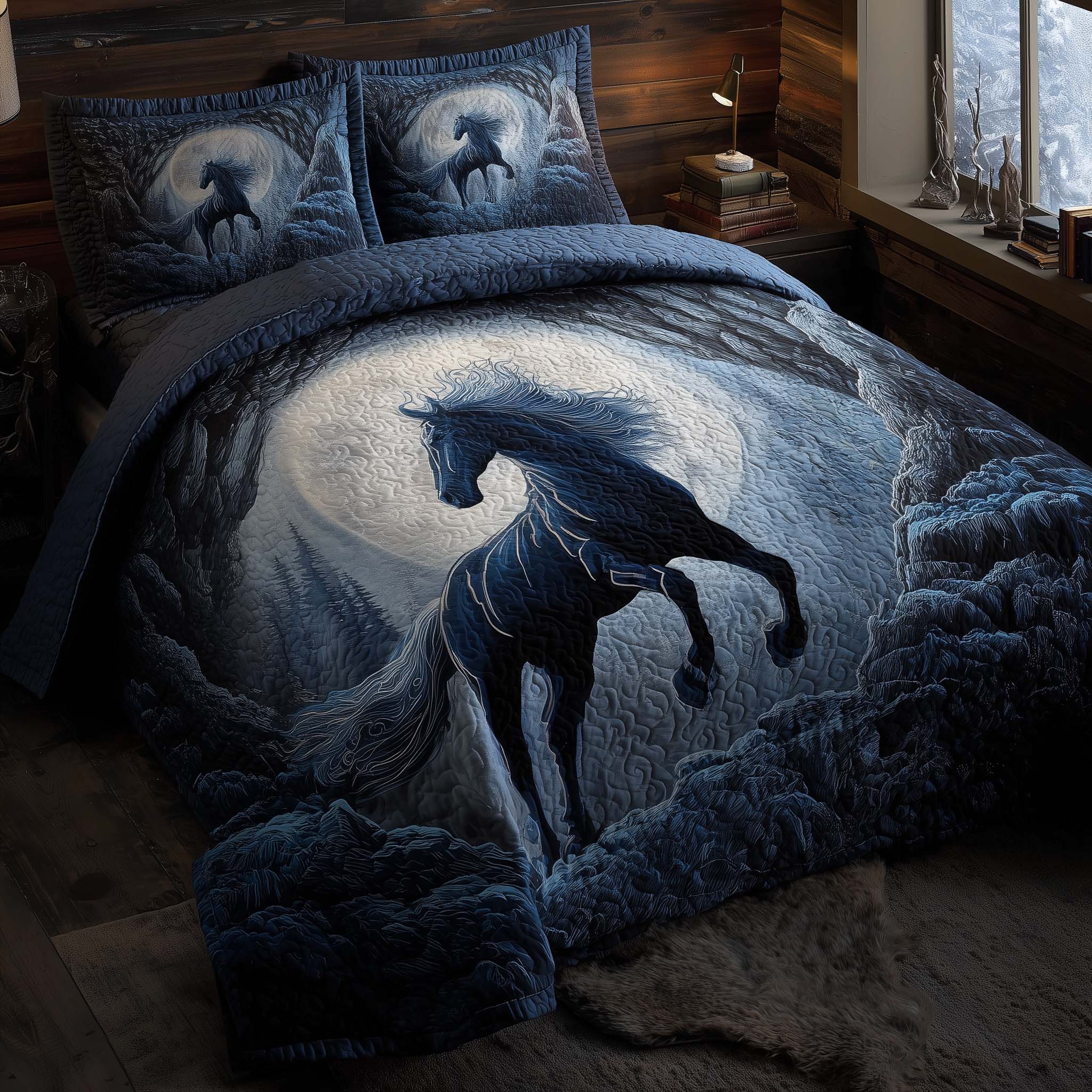 Majestic Horse Quilted Bedding Set Powerful Horse Bedroom Decor Gift For Horse Lovers