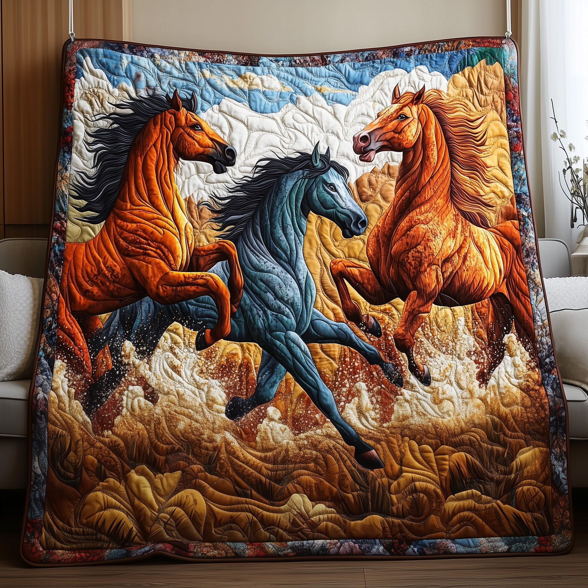 Majestic Horse Quilted Blanket Cute Soft BlanketChristmas Gift Ideas For Horse Owners