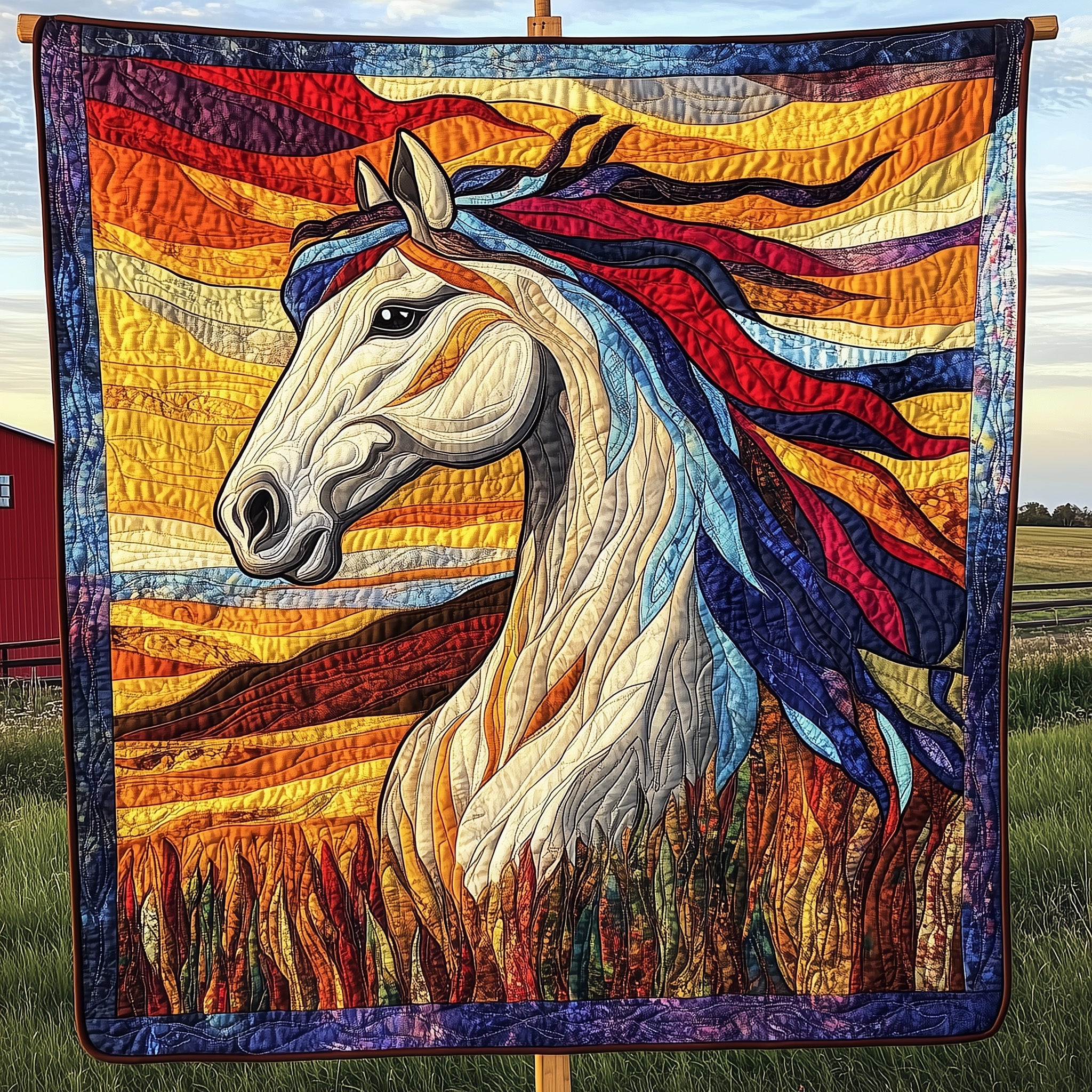 Majestic Horse Quilted Blanket Quilted Christmas Blanket for Couch & Sofa