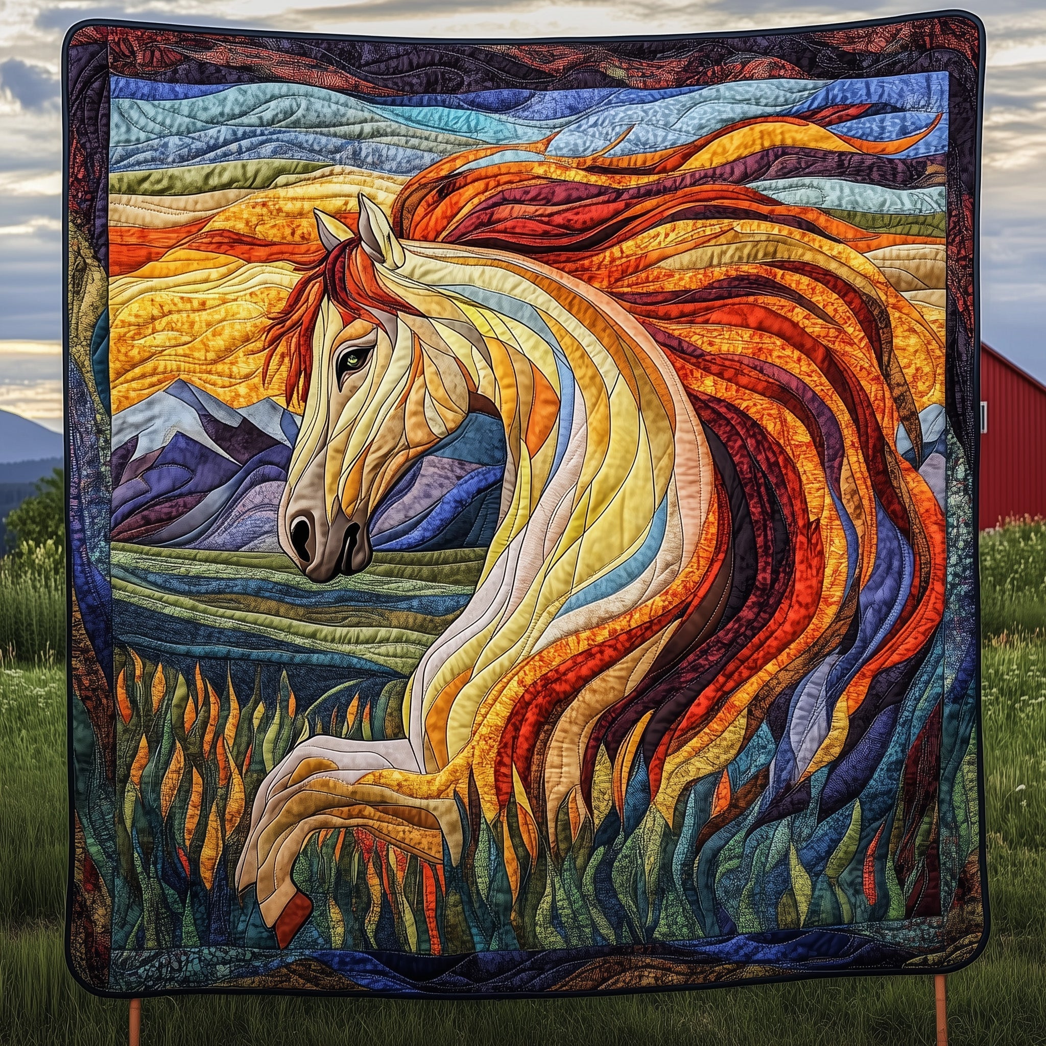 Majestic Horse Quilted Blanket Winter Quilted Throw Blanket Gift
