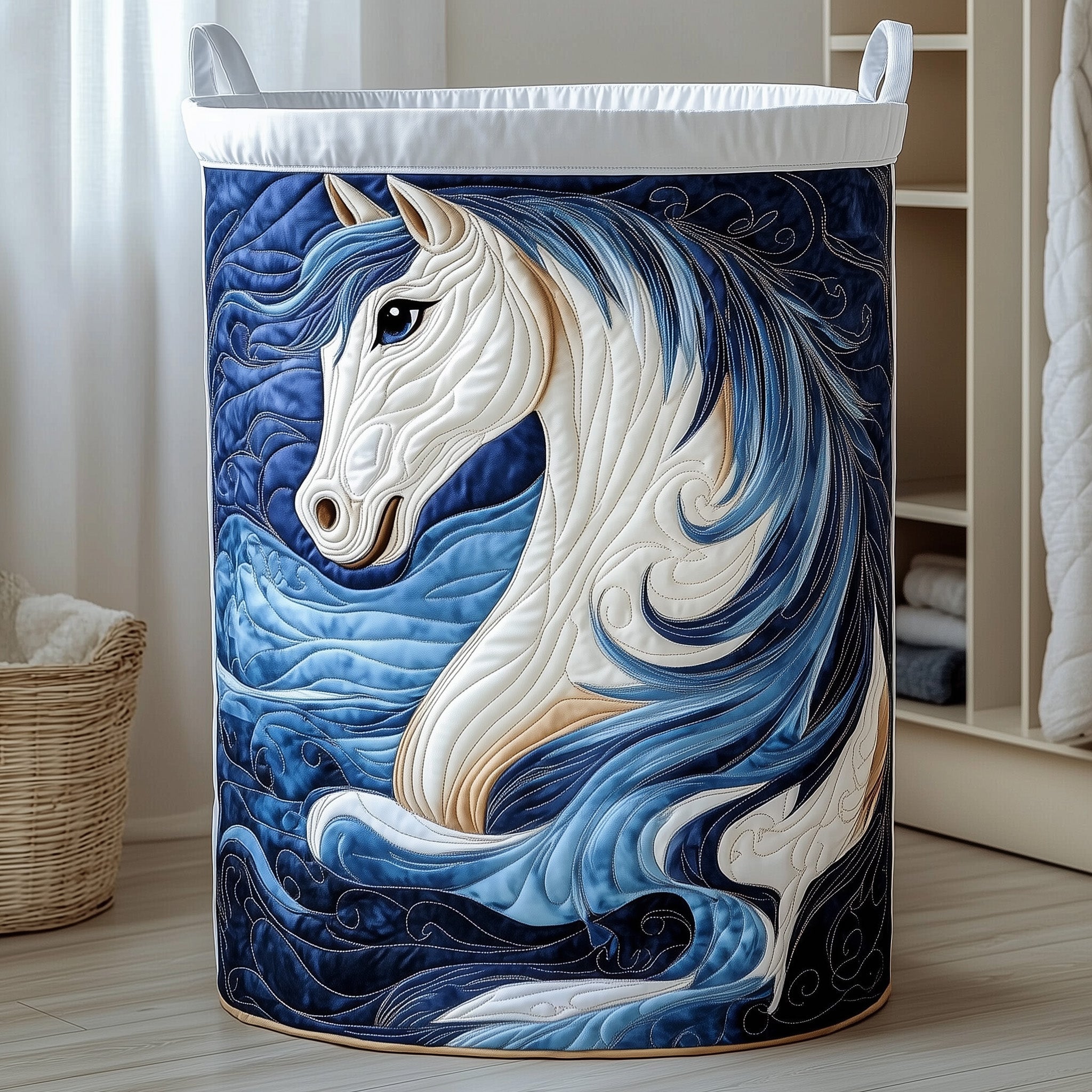 Majestic Horse Quilted Laundry Basket Gifts For Horsey Ladies