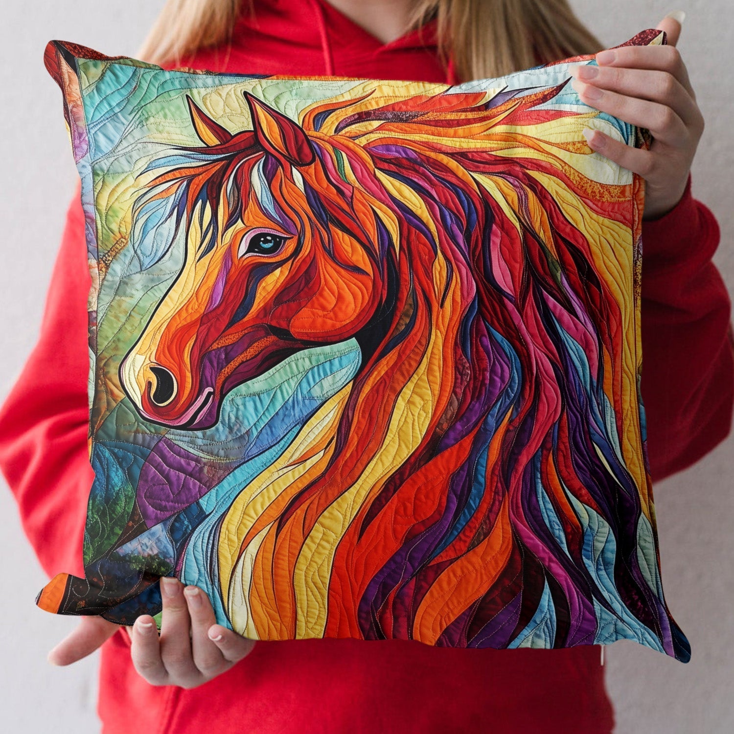 Majestic Horse Quilted Pillow Case Christmas Throw Pillow Case