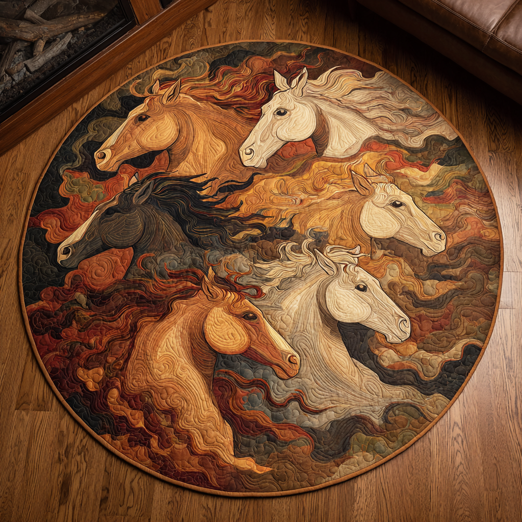 Majestic Horse Quilted Round Mat Entryway Ideas Best Gifts For Horse Owners