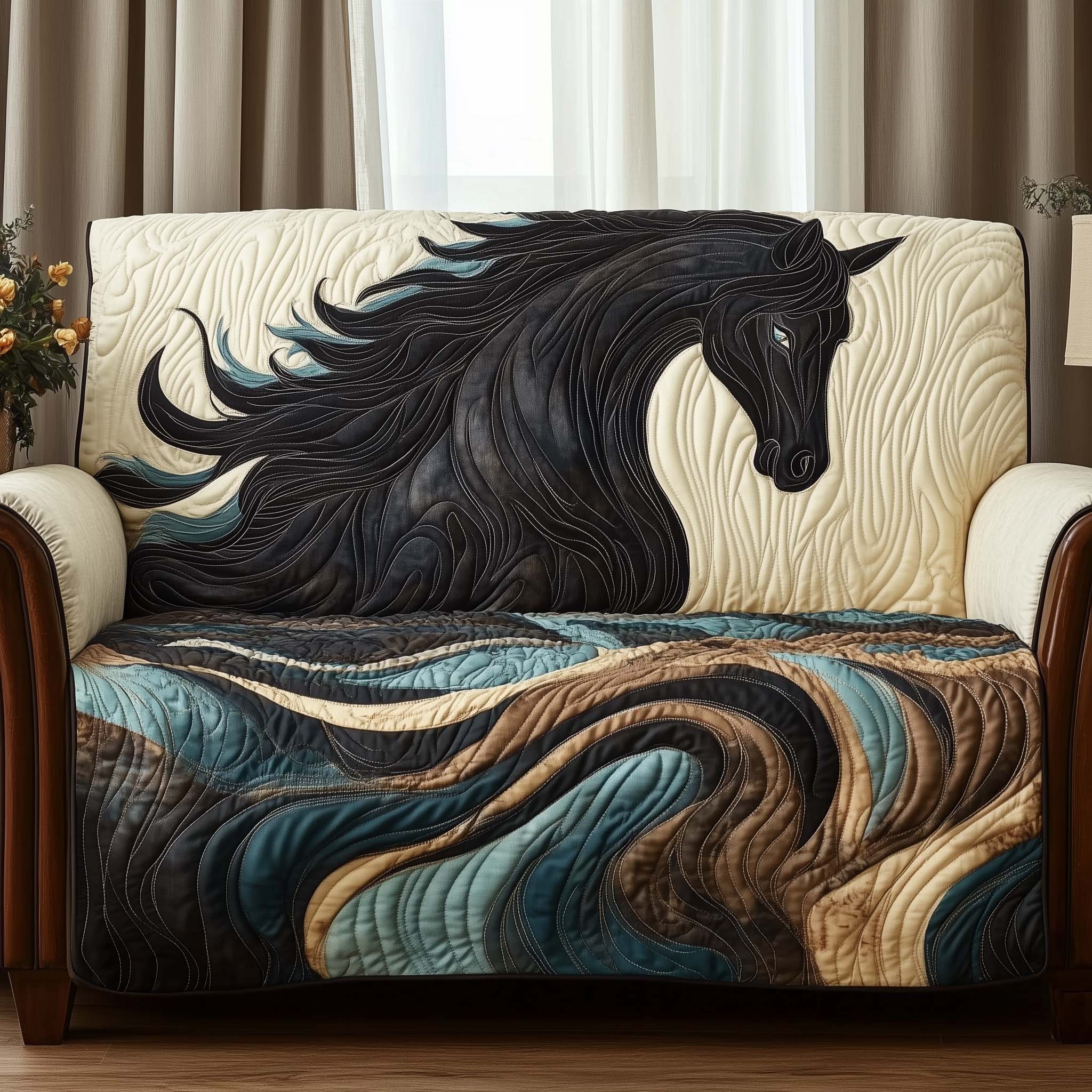 Majestic Horse Quilted Sofa Cover Brave Majestic Sofa Throw Cool Gifts For Horse Lovers
