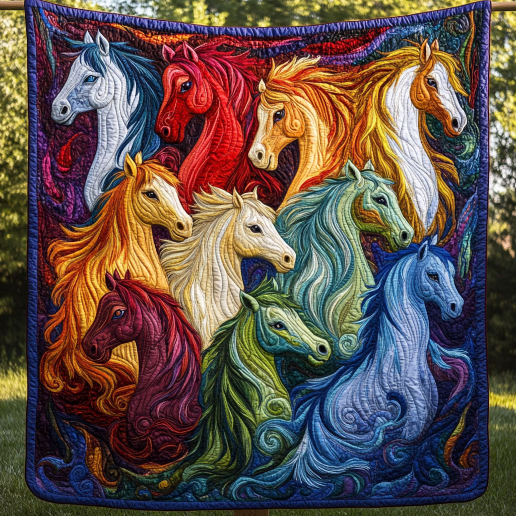 Majestic Horses Quilted Blanket Bed Christmas Decor Practical Gifts For Horse Owners