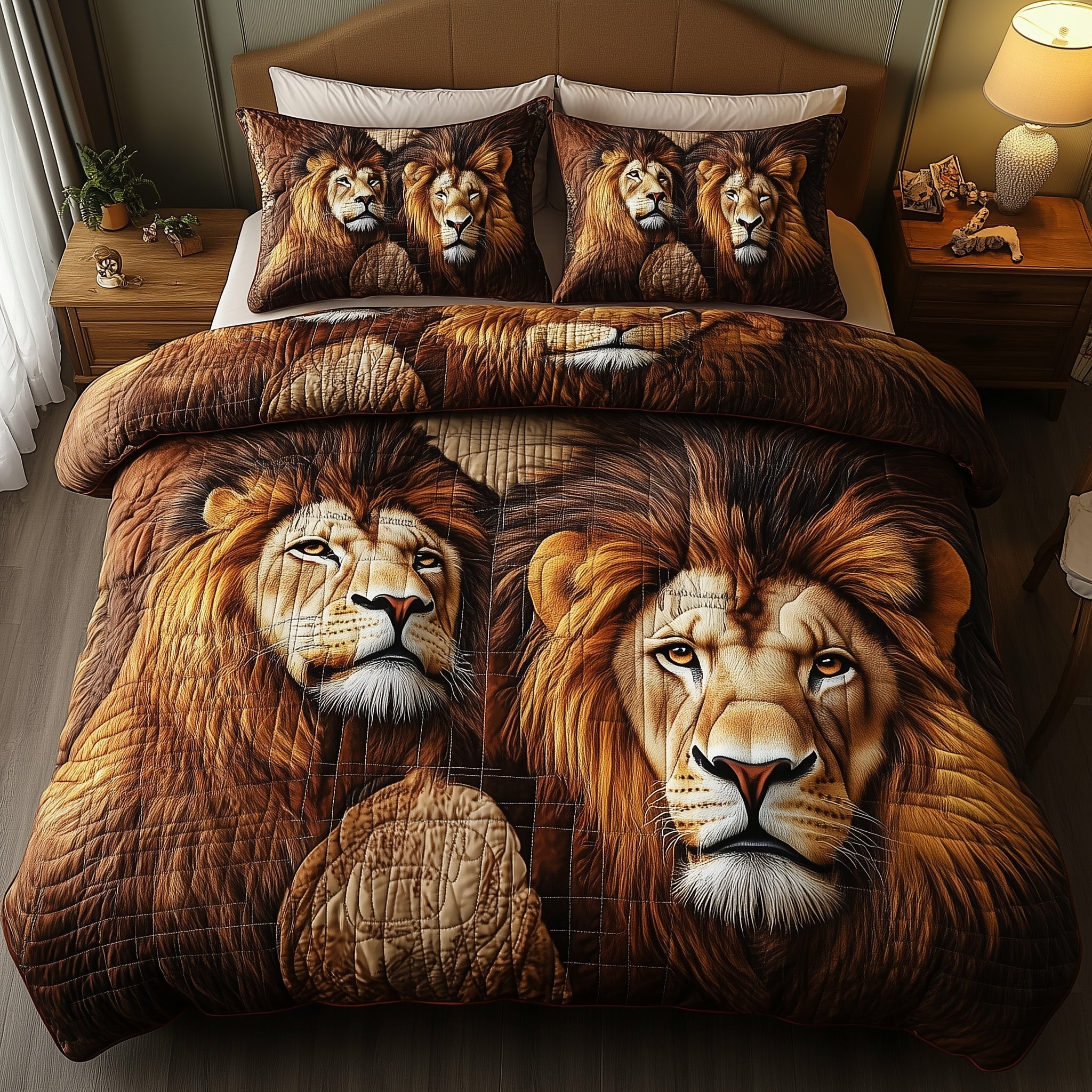 Majestic Lion Quilted Bedding Set Duvet Cover Bed Sheet Good LionThemed Gifts