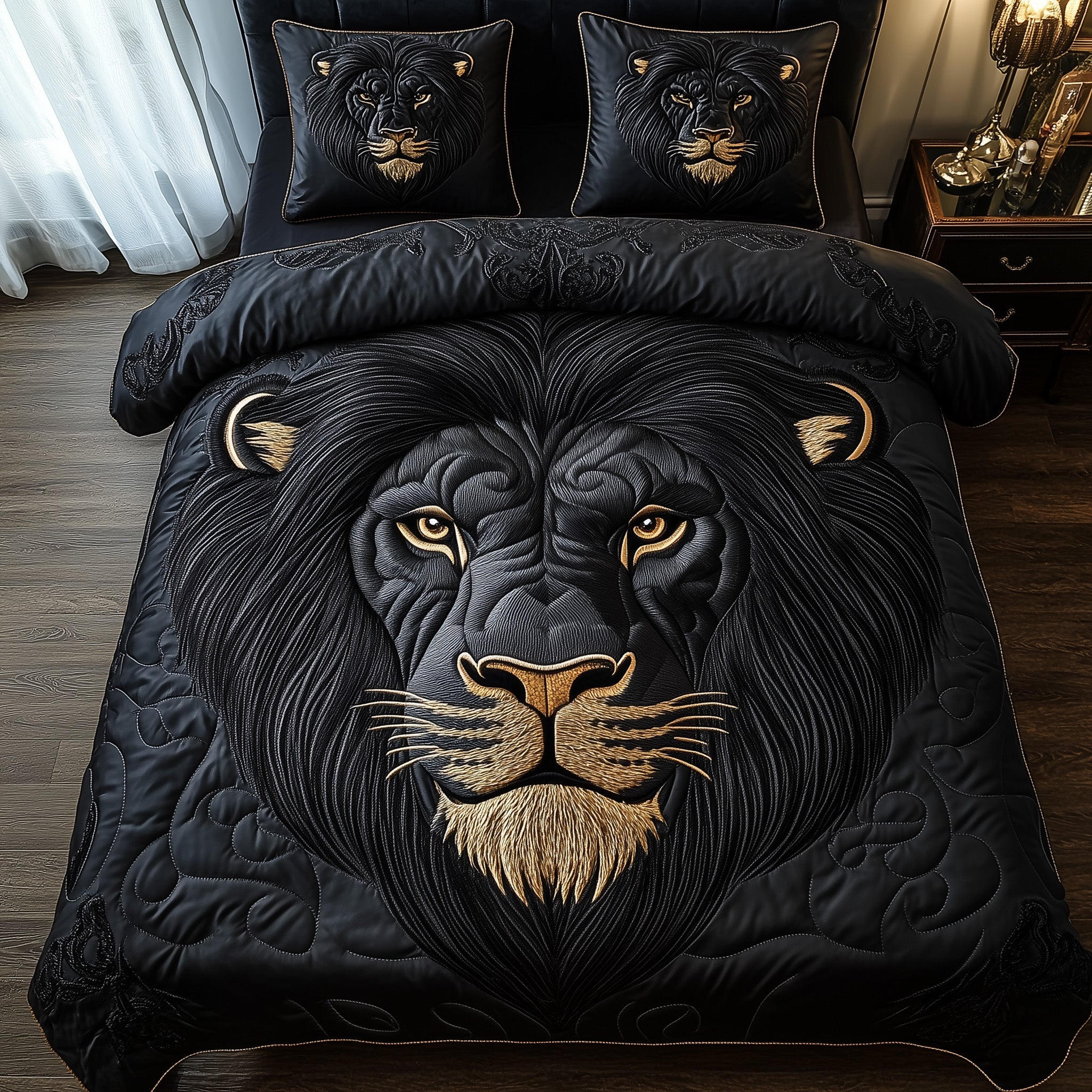 Majestic Lion Quilted Bedding Set Duvet Cover Merchandise Awesome Gifts For Lion Lovers