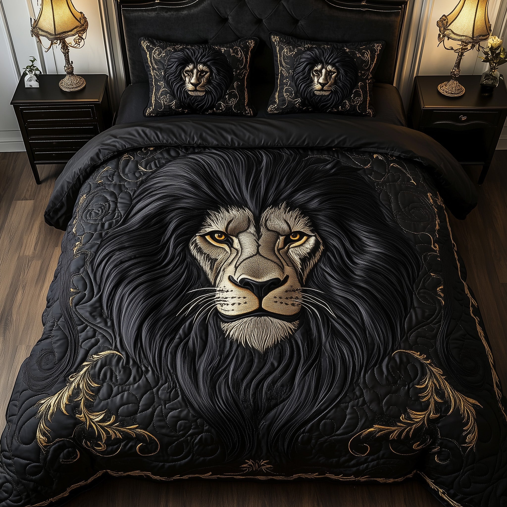 Majestic Lion Quilted Bedding Set Duvet Cover Merchandise Best Lion Gifts For Him