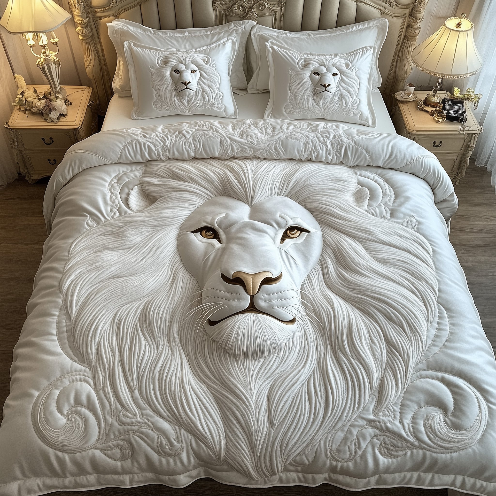 Majestic Lion Quilted Bedding Set Duvet Cover Merchandise Christmas Gift For Lion Lovers