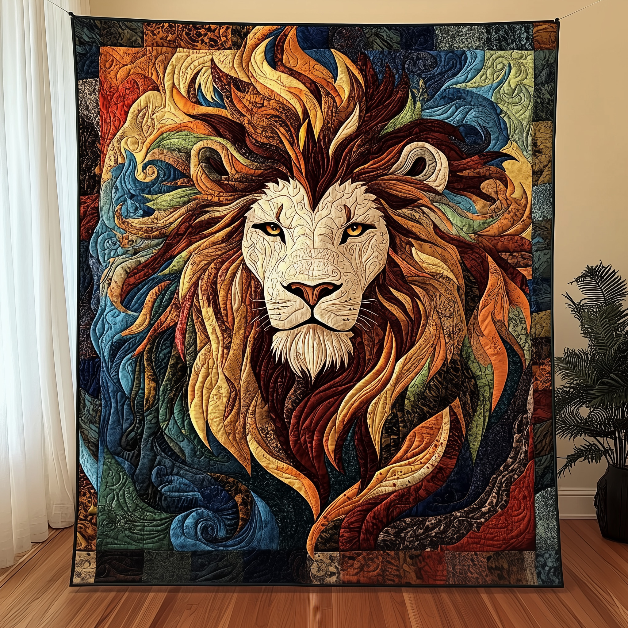 Majestic Lion Quilted Blanket Bedroom Decoration Items Best Gift For Father