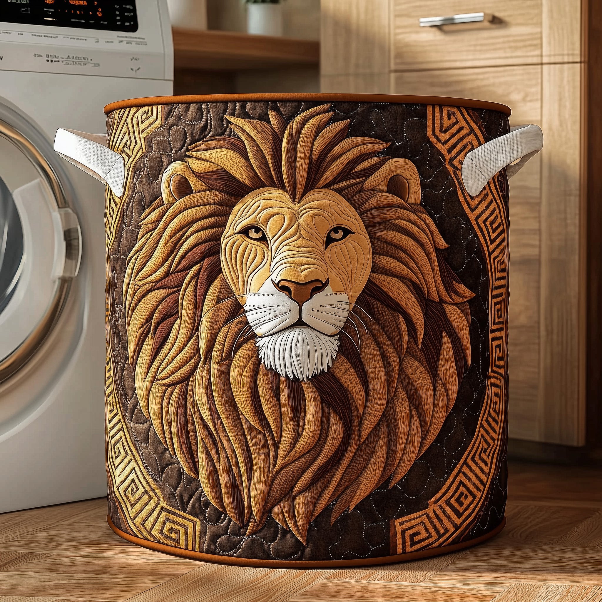 Majestic Lion Quilted Laundry Basket Durable Fabric Clothes Basket Gifts For Lion Lovers