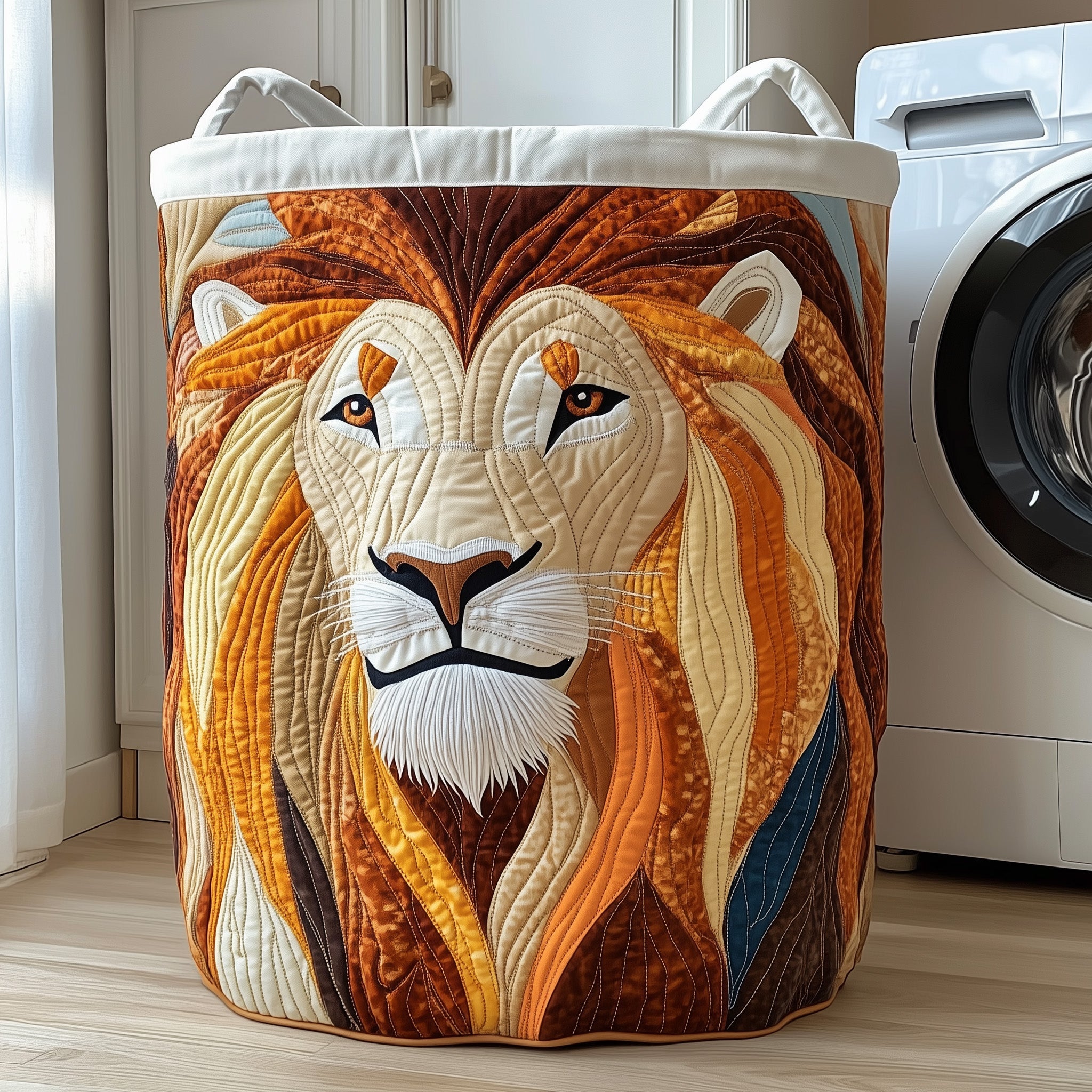 Majestic Lion Quilted Laundry Basket Durable Fabric Clothes Basket Organizer Gifts For Him