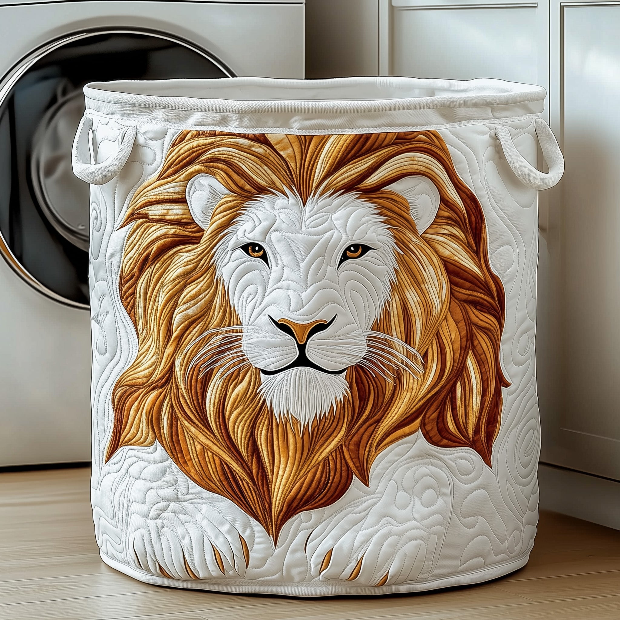 Majestic Lion Quilted Laundry Basket Stylish Fabric Clothes Hamper Gifts For Dad