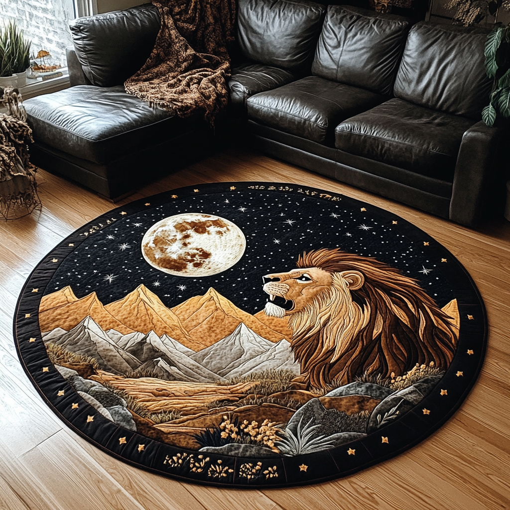 Majestic Lion Quilted Round Mat Front Door Decor Best Lion Gifts For Him