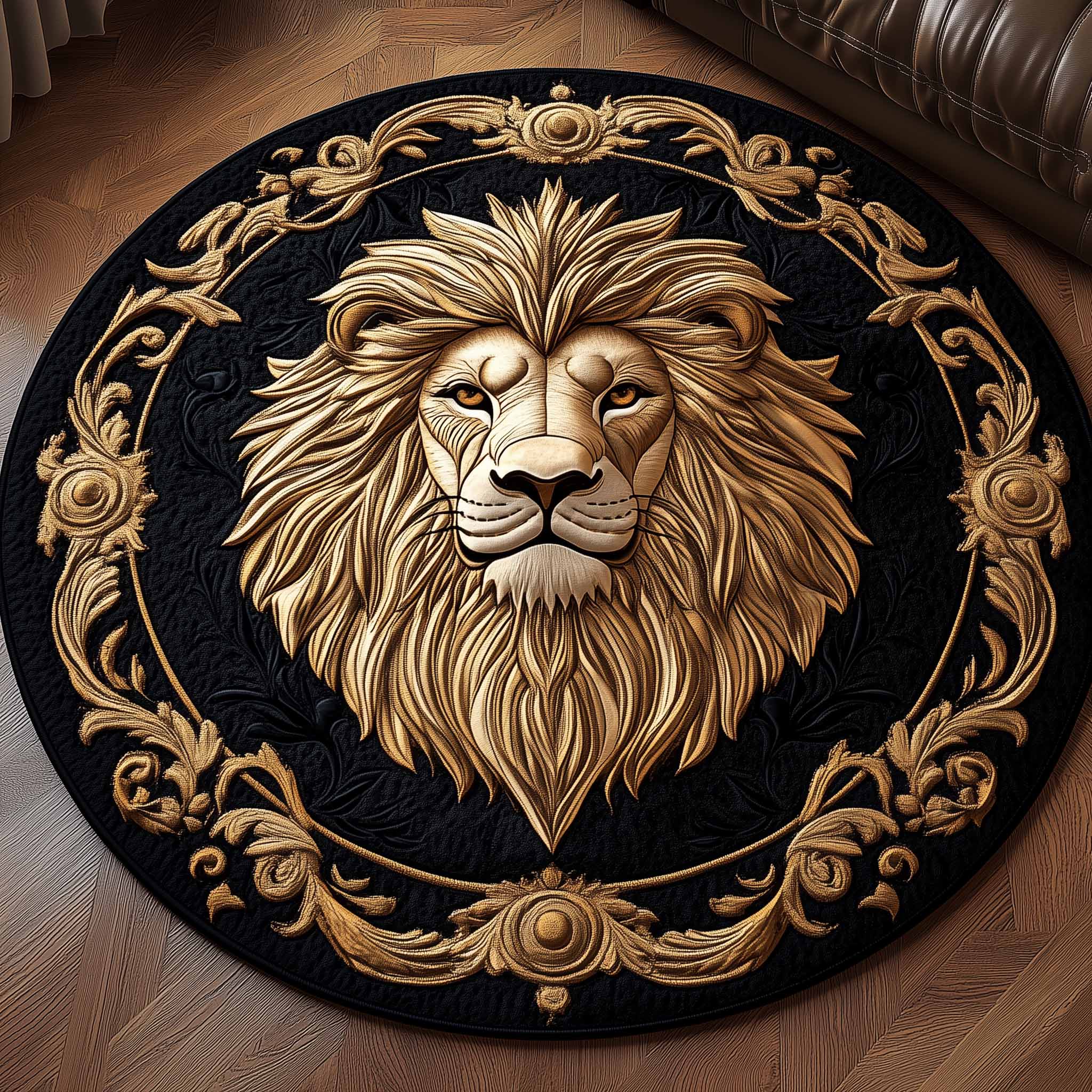 Majestic Lion Quilted Round Mat Soft and Stylish Quilted Round Mat for Home Decor