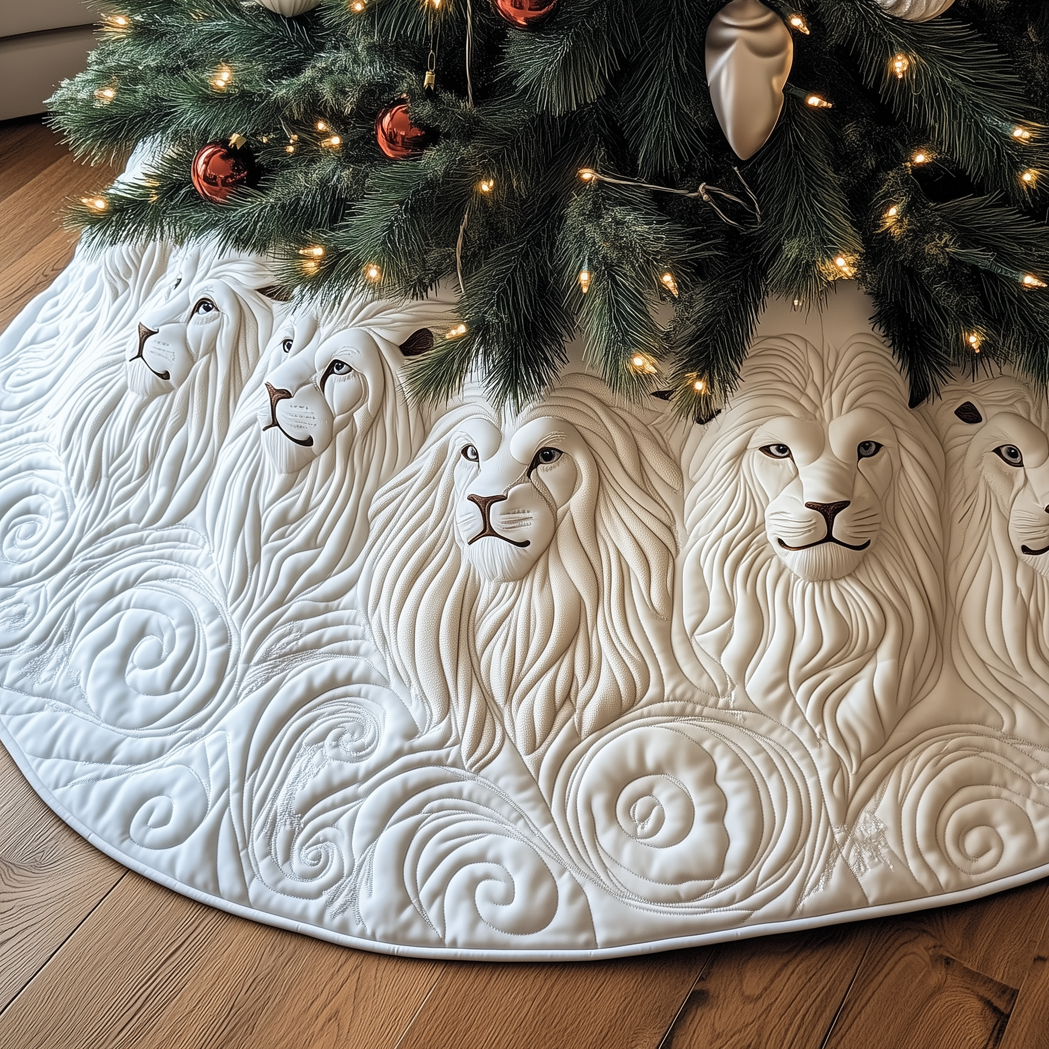 Majestic Lion Quilted Tree Skirt Beautiful Christmas Tree Skirt Merch