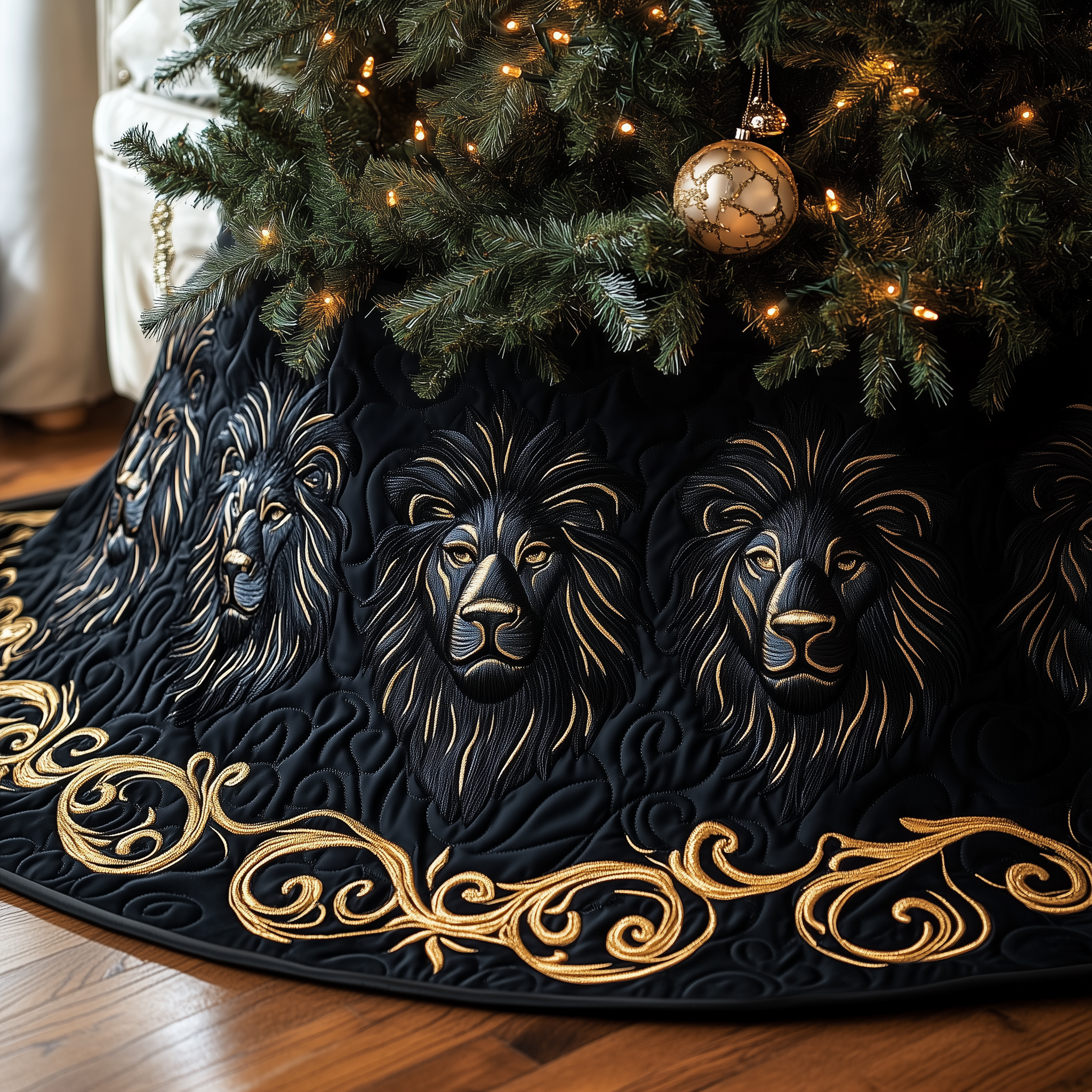 Majestic Lion Quilted Tree Skirt Joyful Home Merch Collection