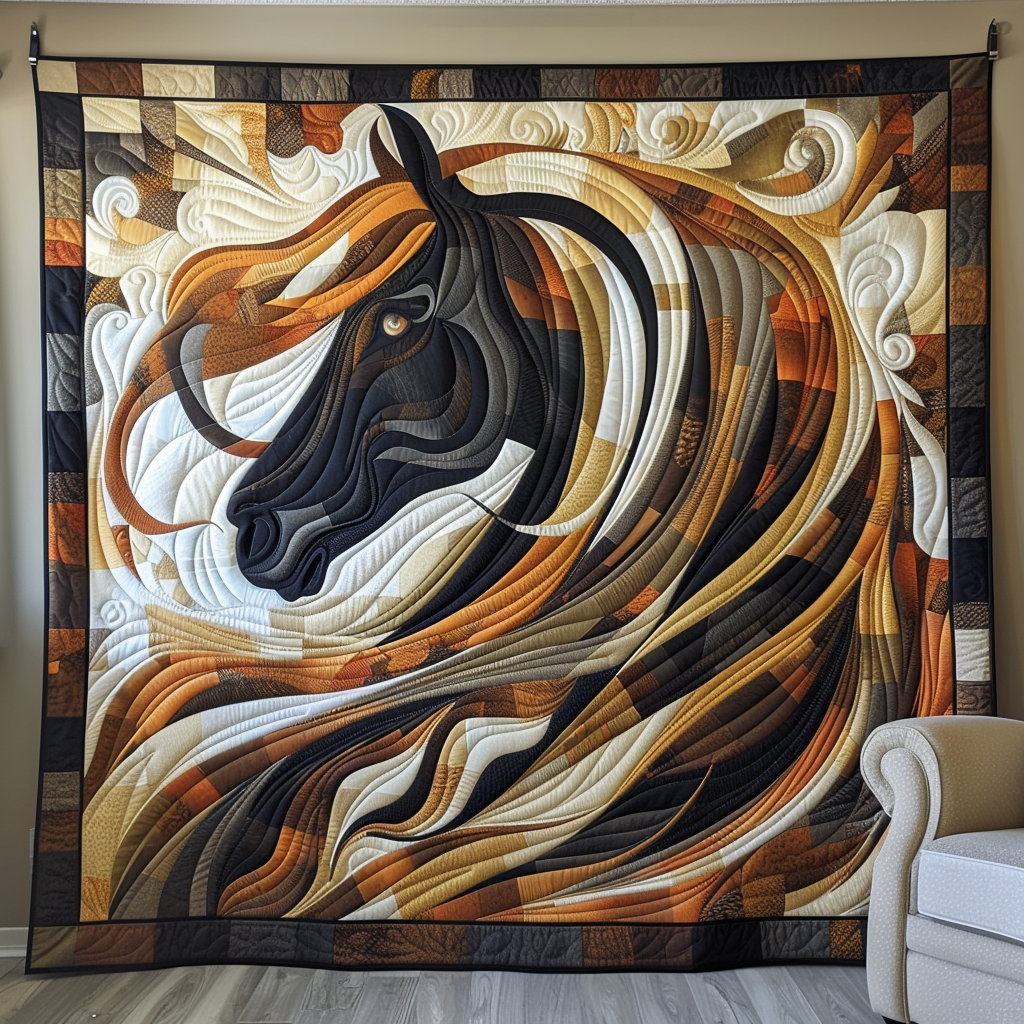 Majestic Mane Horse Quilted Blanket Gift For Horse Owner