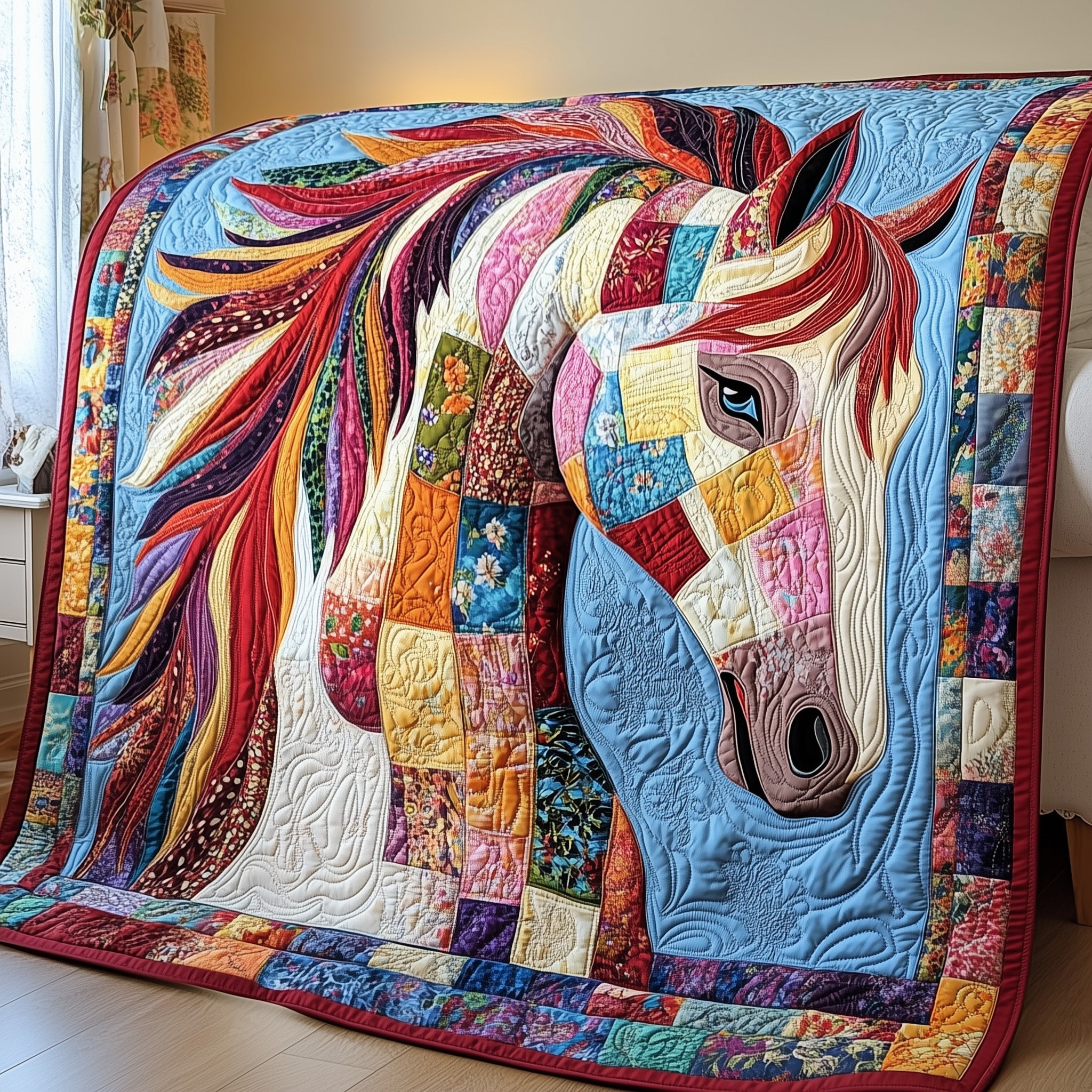 Majestic Mane Quilted Blanket Cute Soft BlanketGifts For Horse Lovers Men