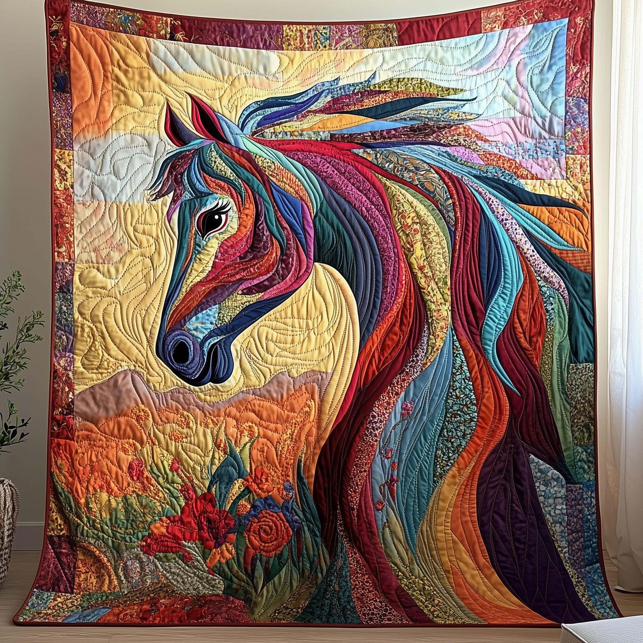Majestic Mane Quilted Blanket Cute Soft BlanketGifts For Horse Lovers Woman