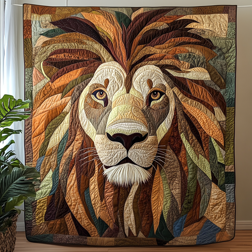 Majestic Mane Quilted Blanket Lion Blanket Gift For Animal Lover