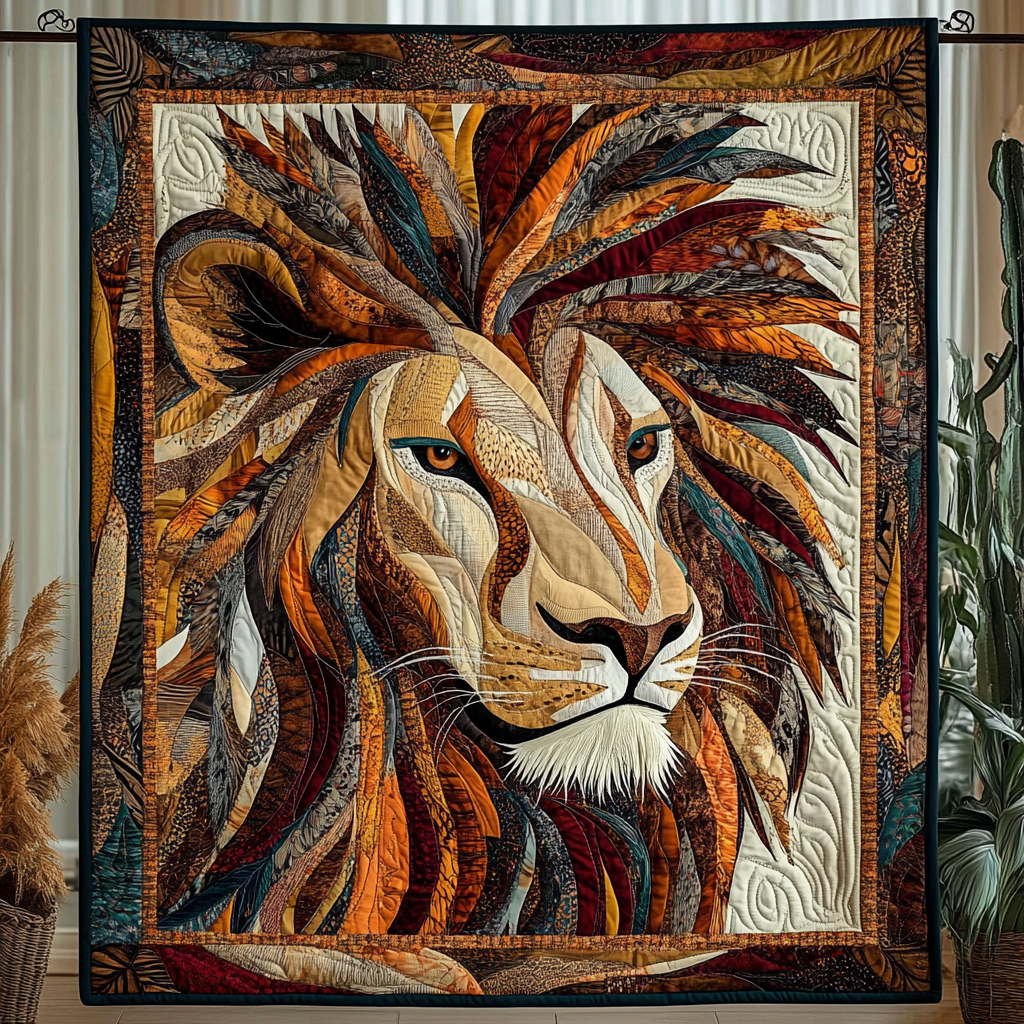 Majestic Mane Quilted Blanket Lion Blanket Gift For Animal Lover