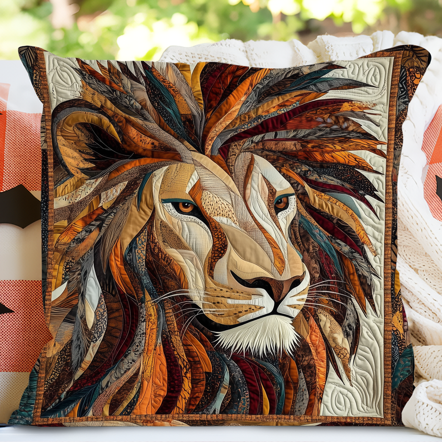 Majestic Mane Quilted Pillow Case Plaid Christmas Pillow Cover
