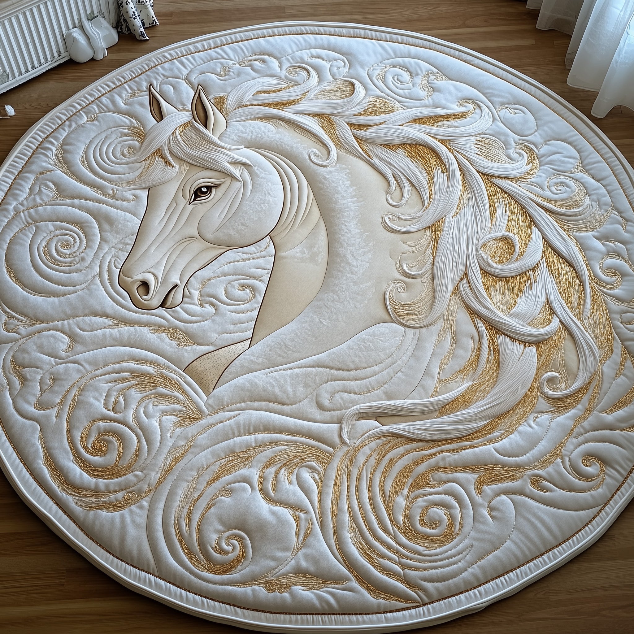 Majestic Mane Quilted Round Mat Gift For Her