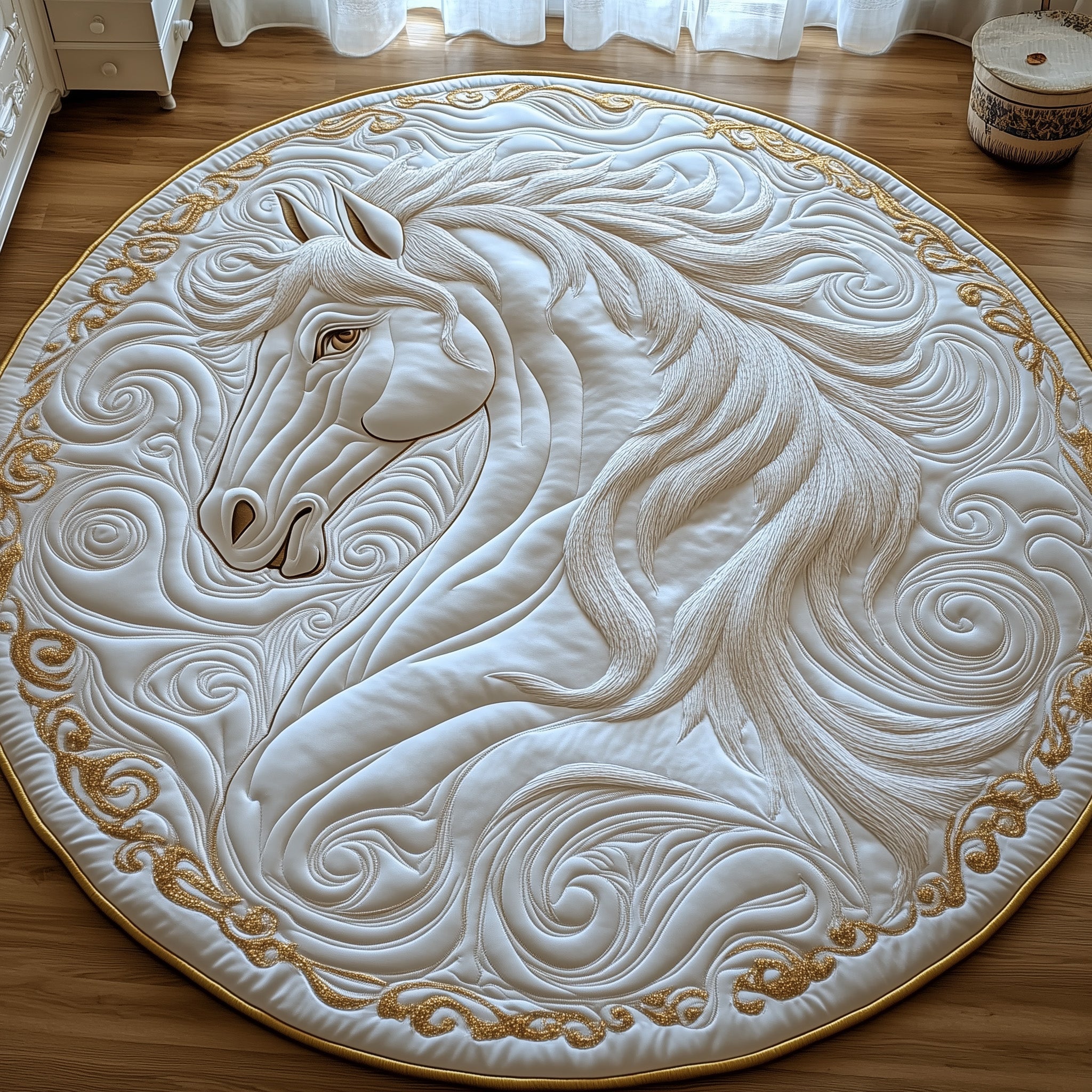 Majestic Mane Quilted Round Mat Gift For Him