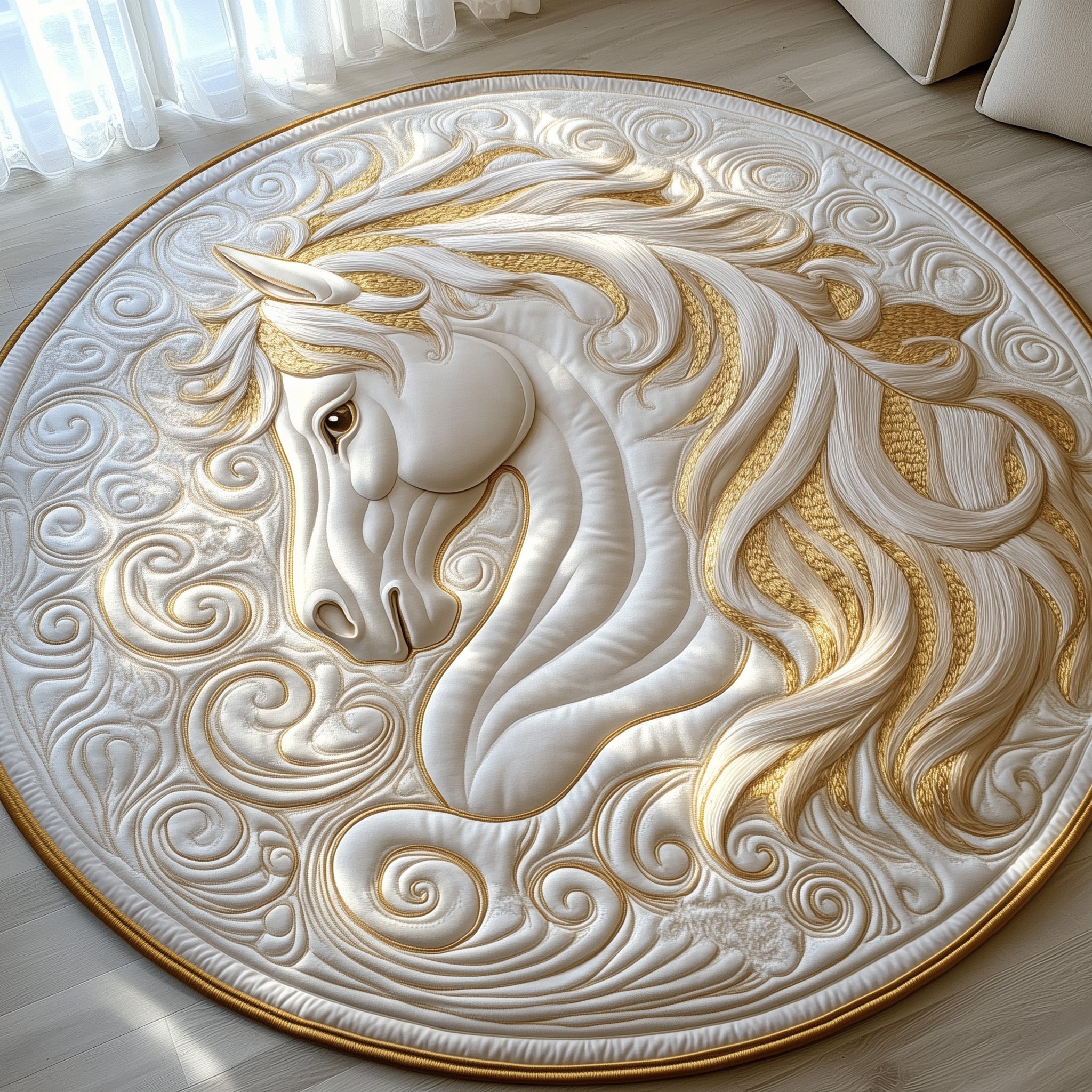 Majestic Mane Quilted Round Mat Gift For Mom