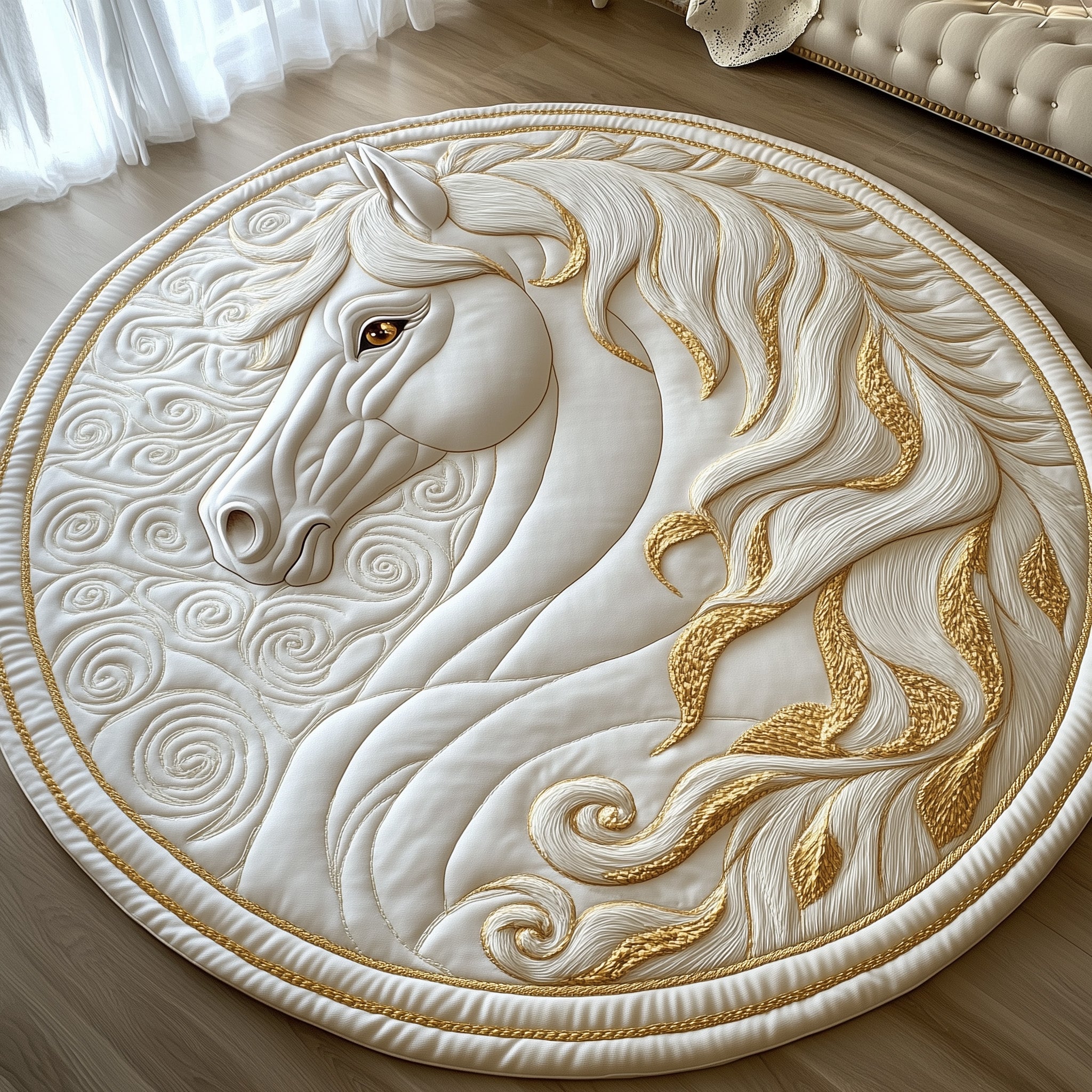 Majestic Mane Quilted Round Mat Perfect Quilted Round Mat for Any Floor Surface
