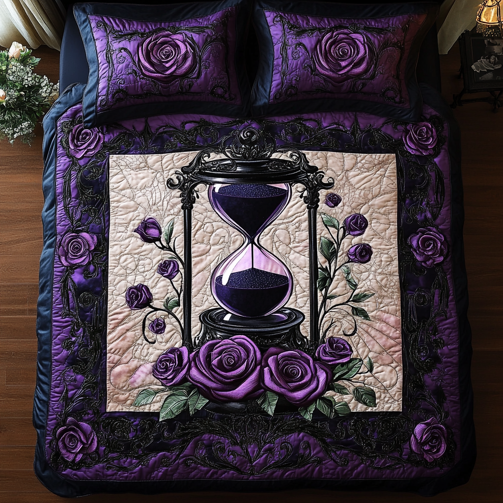 Majestic Mauve Roses Quilted Bedding Set Bed Decor Best Holiday Gifts 2025