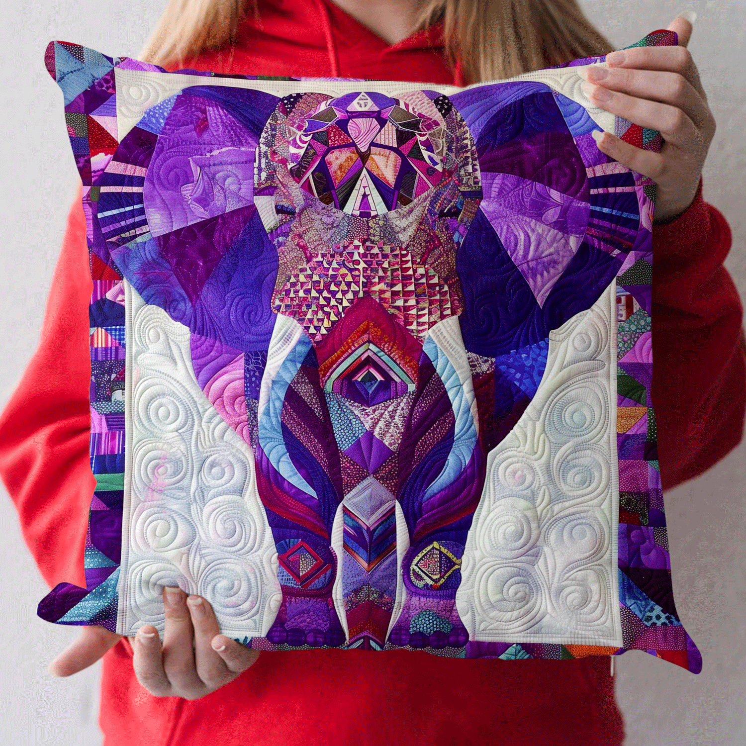Majestic Mosaic Quilted Pillow Case Santa Christmas Pillow Cover