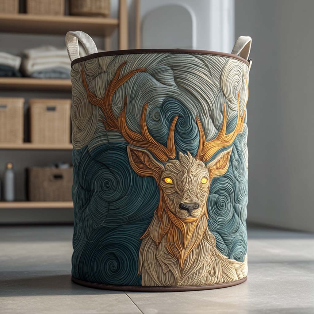 Majestic Mountain Stag Quilted Laundry Basket Thoughtful Housewarming Gift