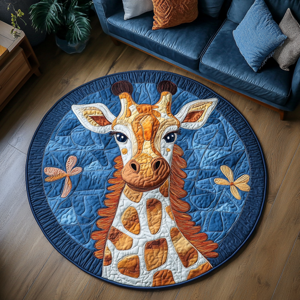 Majestic Neck Quilted Round Mat Outdoor Entryway Decor Giraffe Themed Gifts For Adults