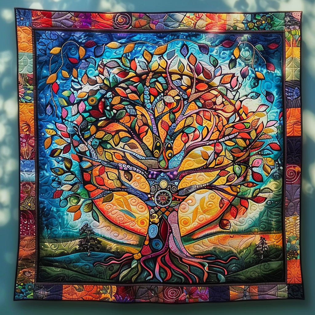 Majestic Oak Quilted Blanket Life Tree Blanket