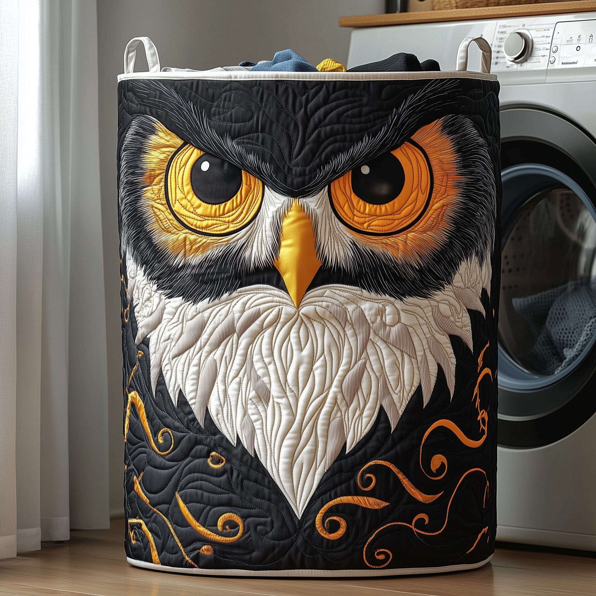 Majestic Owl Quilted Laundry Basket Best Presents For Animal Lovers