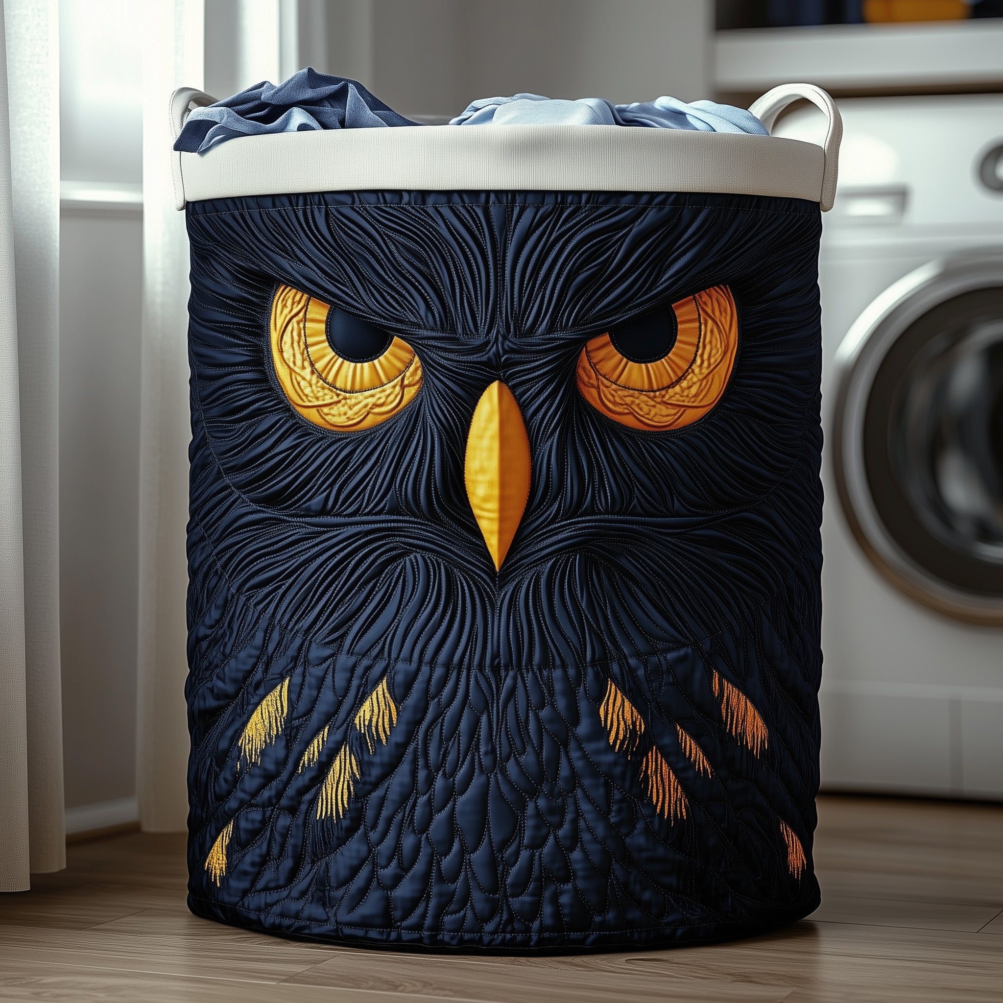 Majestic Owl Quilted Laundry Basket Best Unique Gifts For Owl Lovers