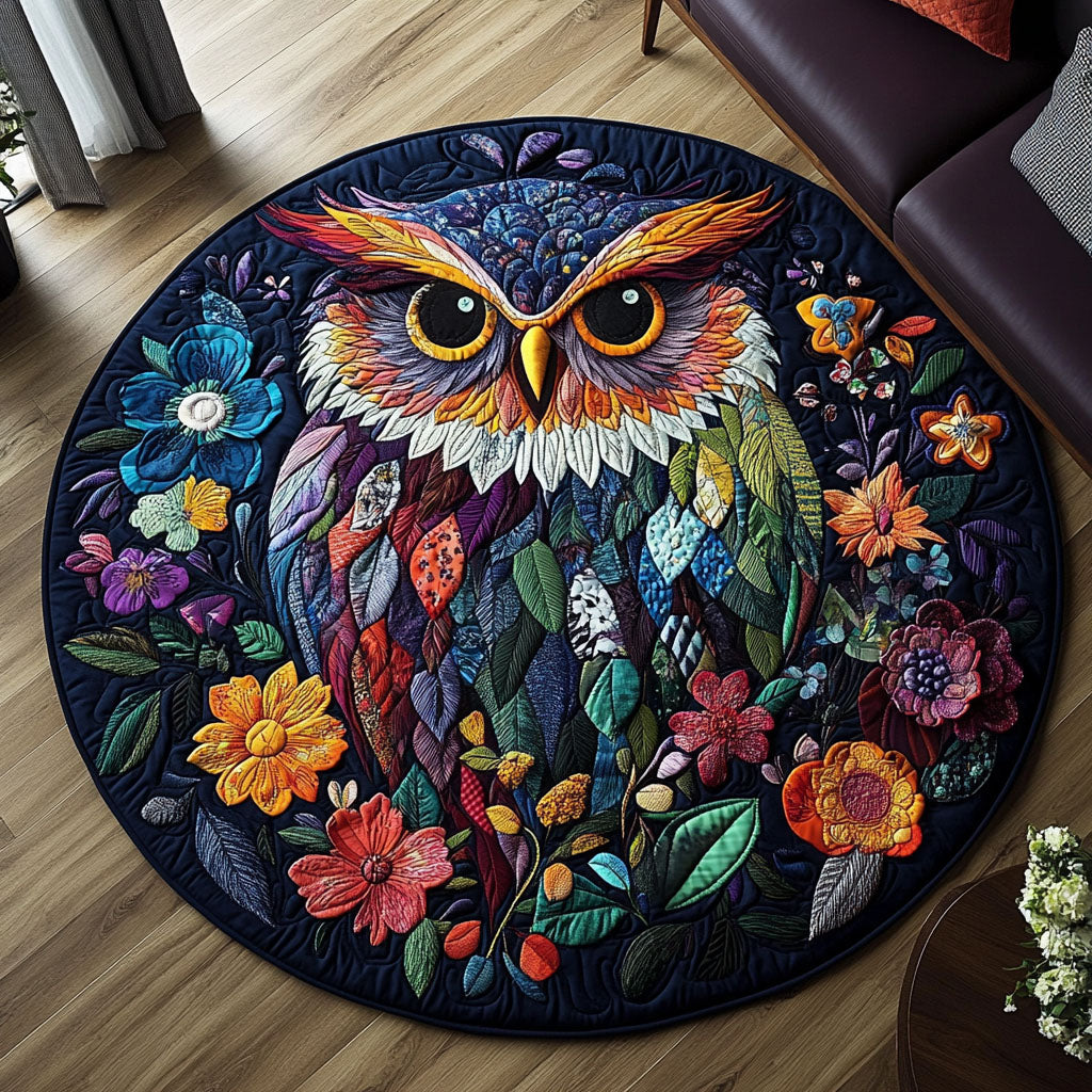 Majestic Owls Quilted Round Mat Christmas Entry Way Decor Daisy Gifts For Mom
