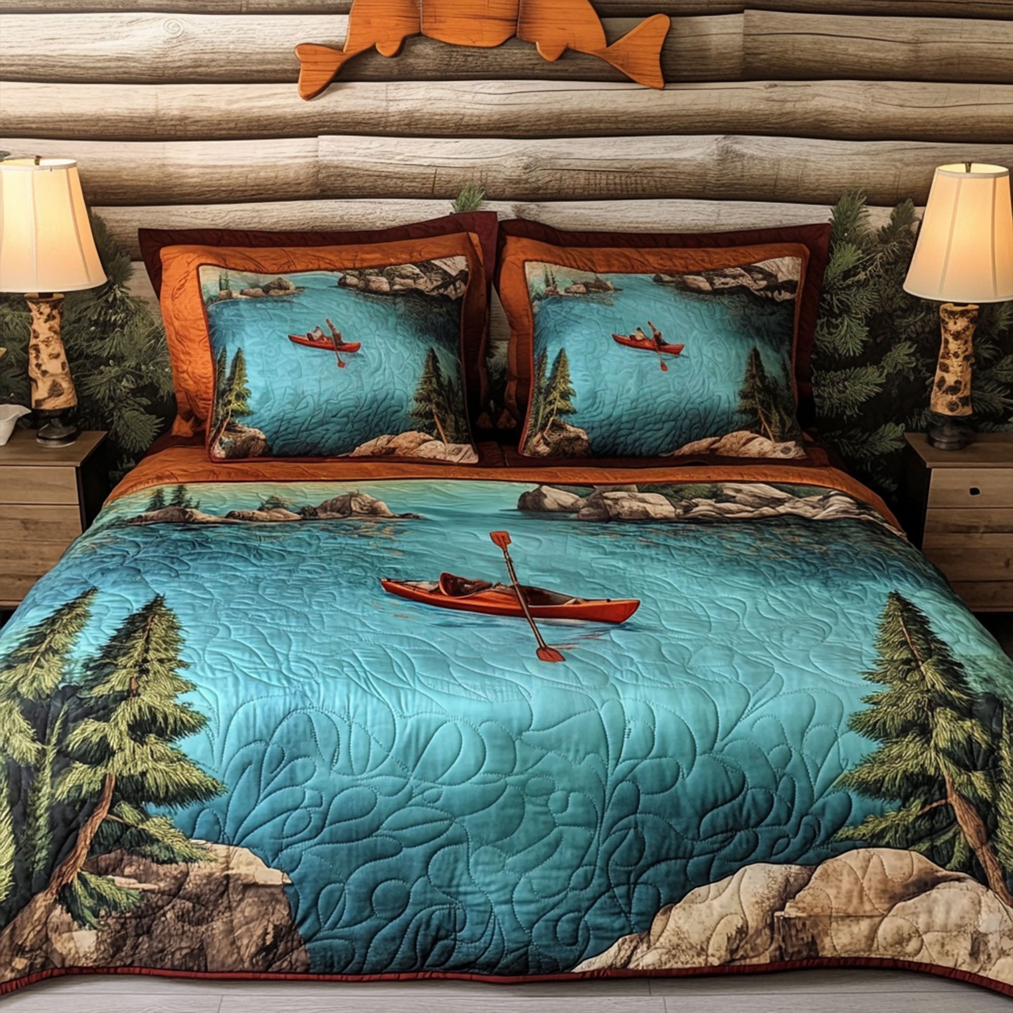 Majestic Paddle Quilted Bedding Set Bed Decorations Presents For Nature Lovers
